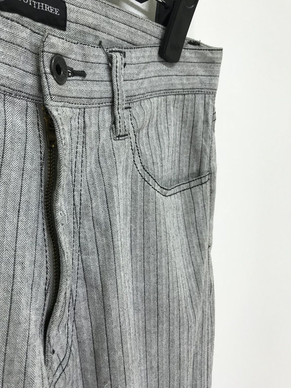Japanese Brand Root Three Pinstriped Pant Herringbones Stretch Regular Size US 29 - 4 Thumbnail