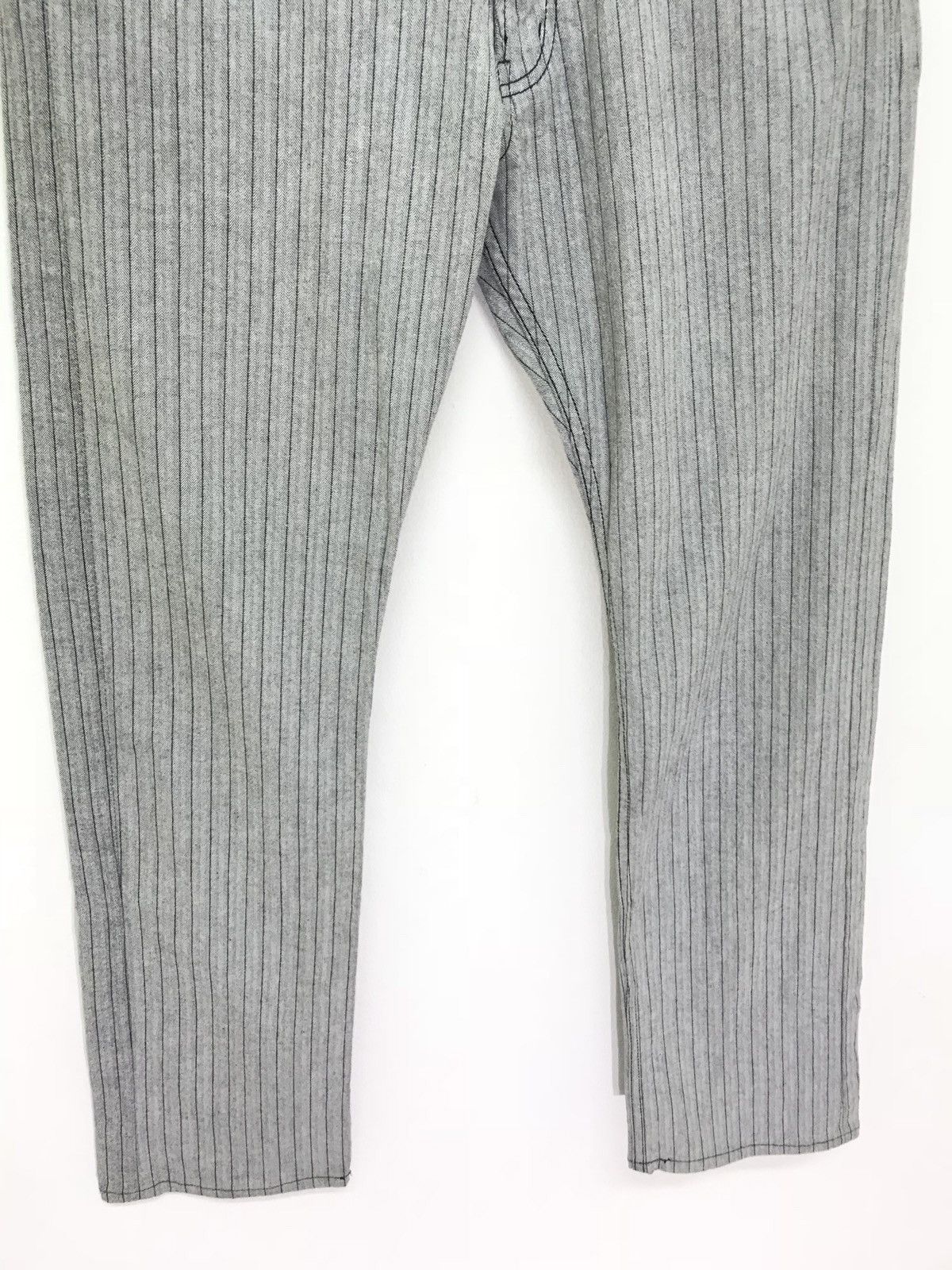 Japanese Brand Root Three Pinstriped Pant Herringbones Stretch Regular Size US 29 - 3 Thumbnail