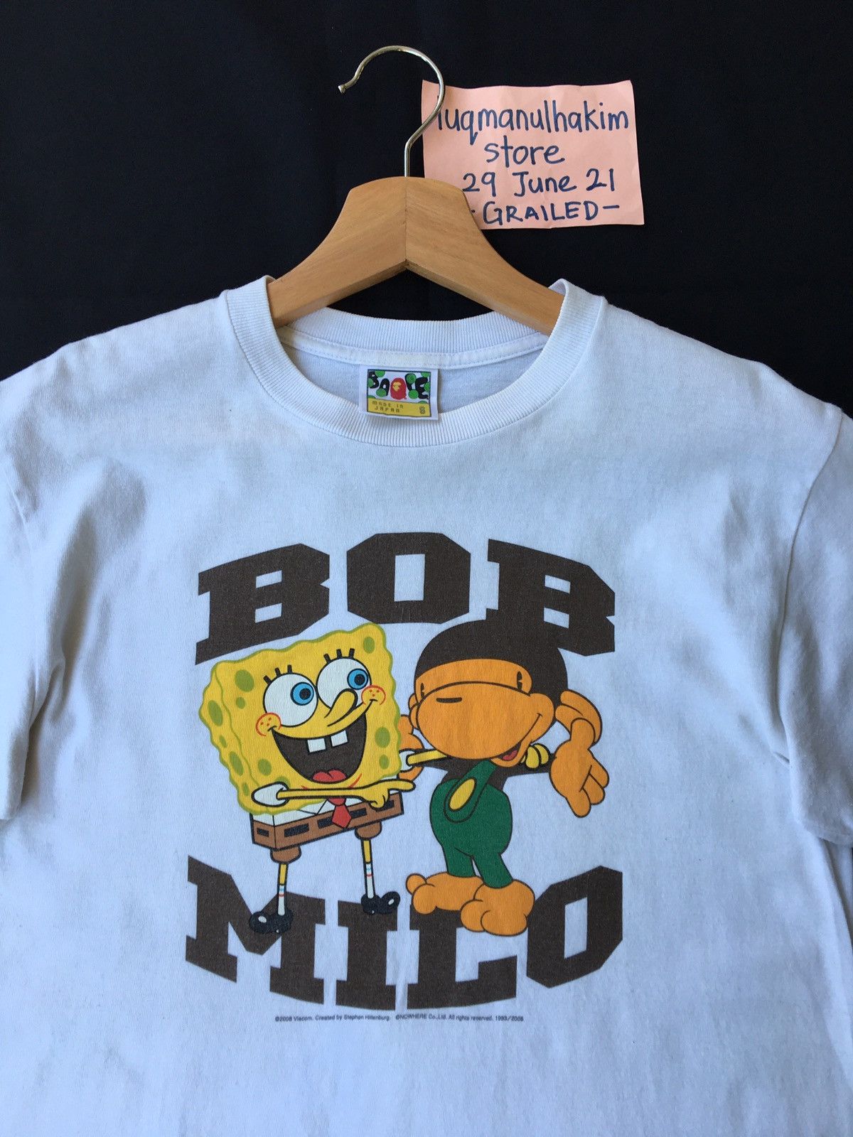 image of Bape X Spongebob Squarepants Bob Milo Tee in White, Men's (Size Small)