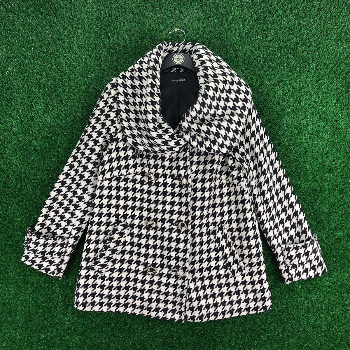 Japanese Brand Vintage 90's Houndstooth Women Jacket Avant Garde Style Size S / US 4 / IT 40 - 1 Thumbnail