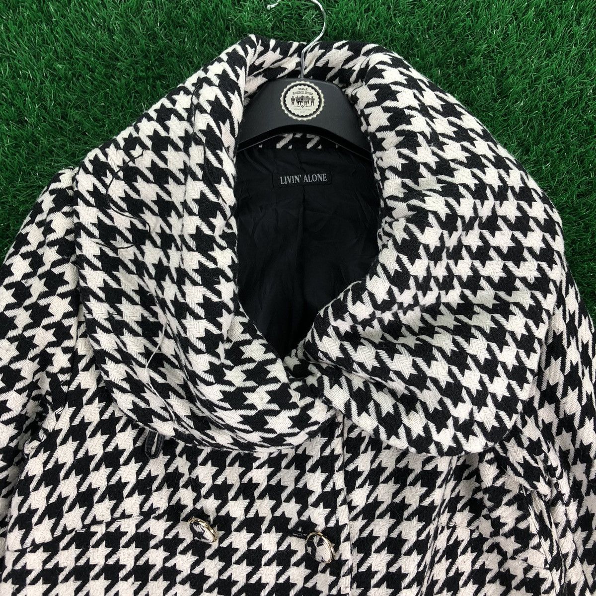 Japanese Brand Vintage 90's Houndstooth Women Jacket Avant Garde Style Size S / US 4 / IT 40 - 7 Thumbnail