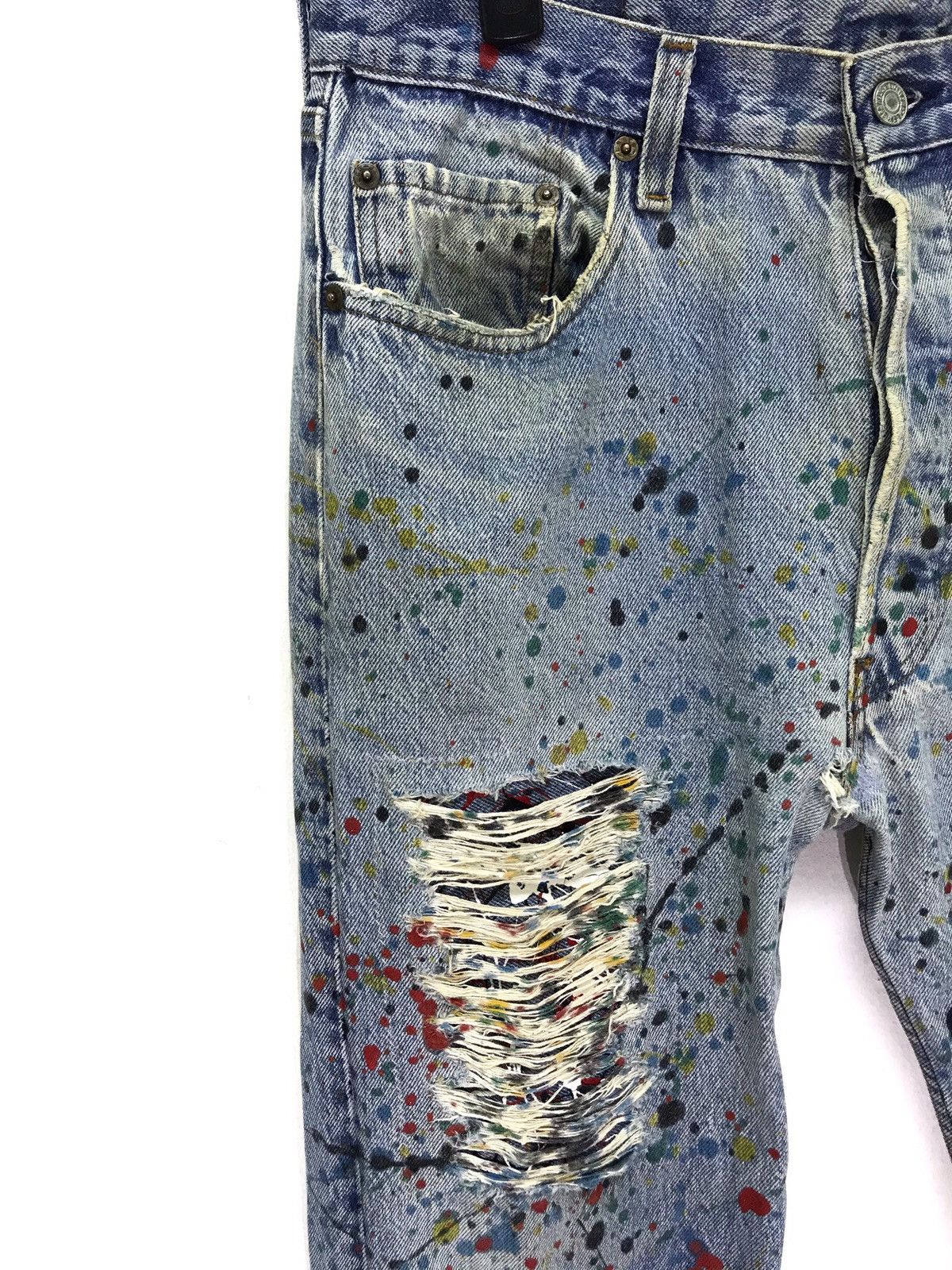 Levi's Vintage Clothing 💖 Vtg Levi’s 501 Remake Paint Splashed Distressed Regular Size US 32 / EU 48 - 6 Thumbnail