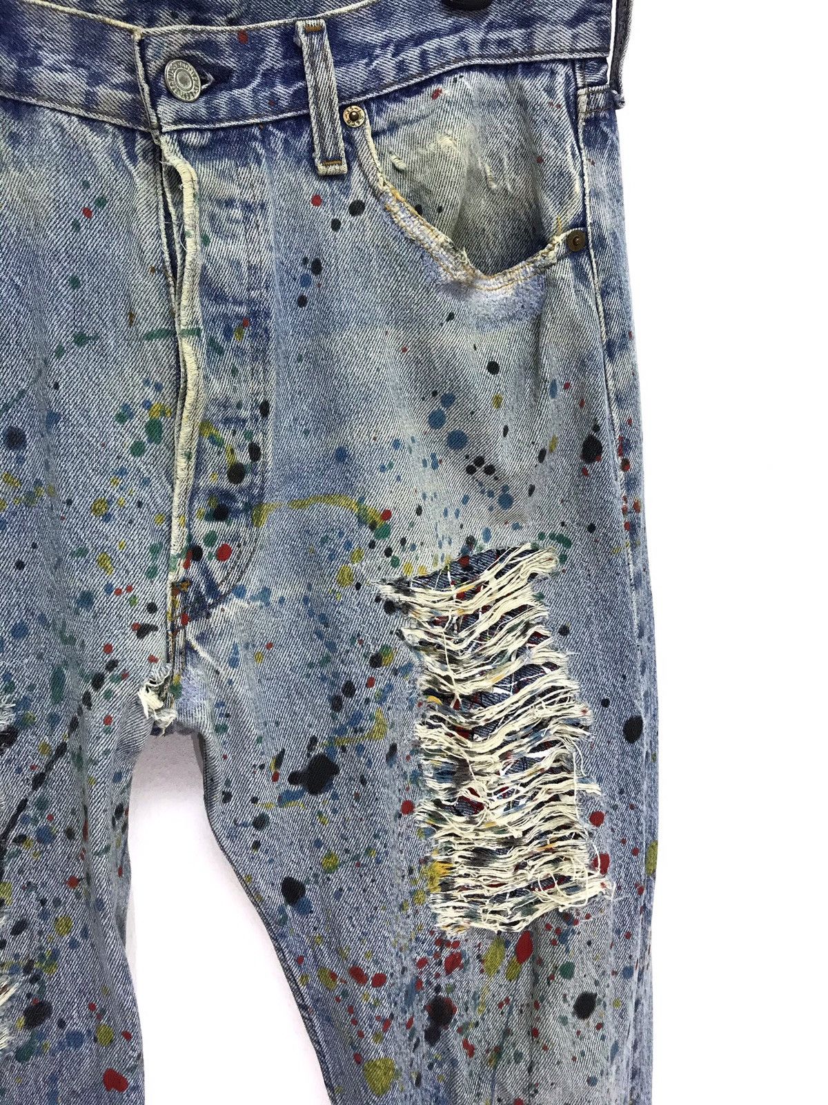 Levi's Vintage Clothing 💖 Vtg Levi’s 501 Remake Paint Splashed Distressed Regular Size US 32 / EU 48 - 5 Thumbnail
