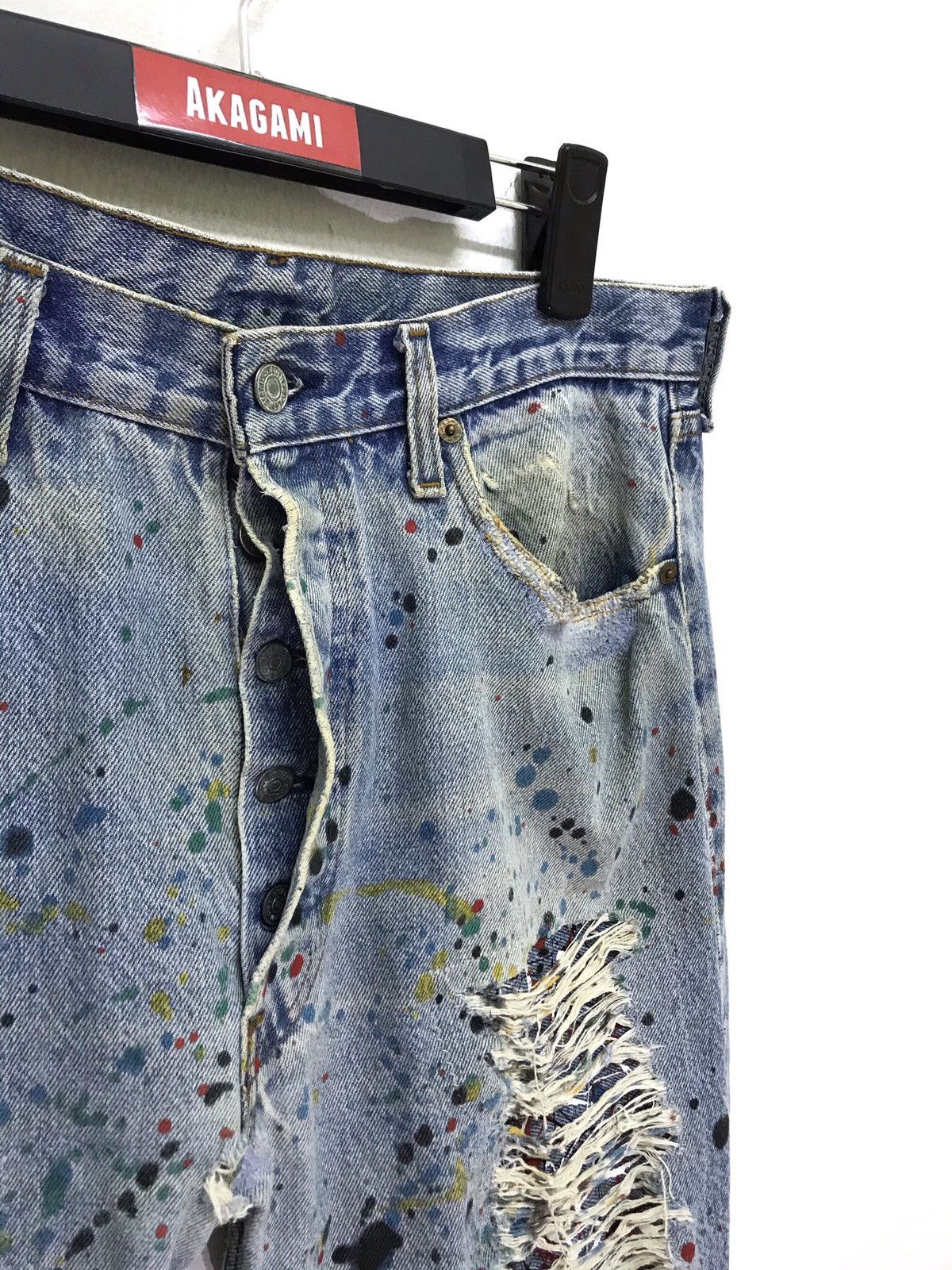 Levi's Vintage Clothing 💖 Vtg Levi’s 501 Remake Paint Splashed Distressed Regular Size US 32 / EU 48 - 7 Thumbnail