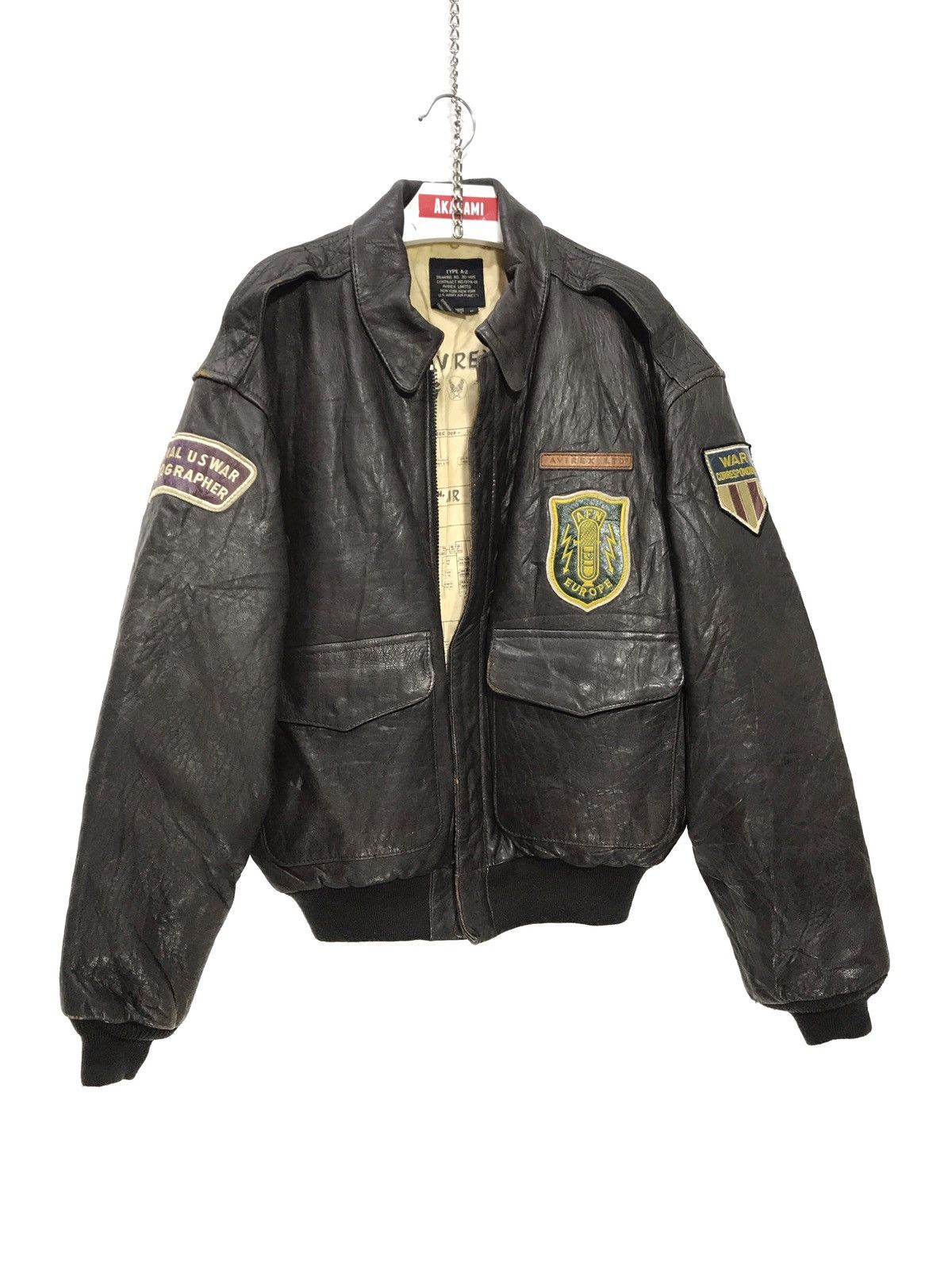 Avirex 🛩 Vtg 90s/80s Avirex Type A-2 Leather Jacket US Army 25🟩 Size US M / EU 48-50 / 2 - 2 Thumbnail