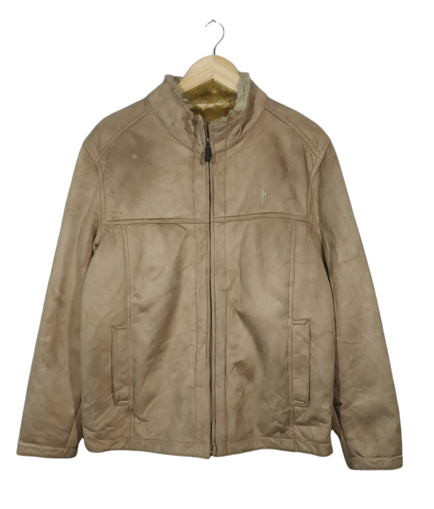 image of Vintage Dj Honda Moleskin Fur Faux Suede Jacket in Light Brown, Men's (Size Small)