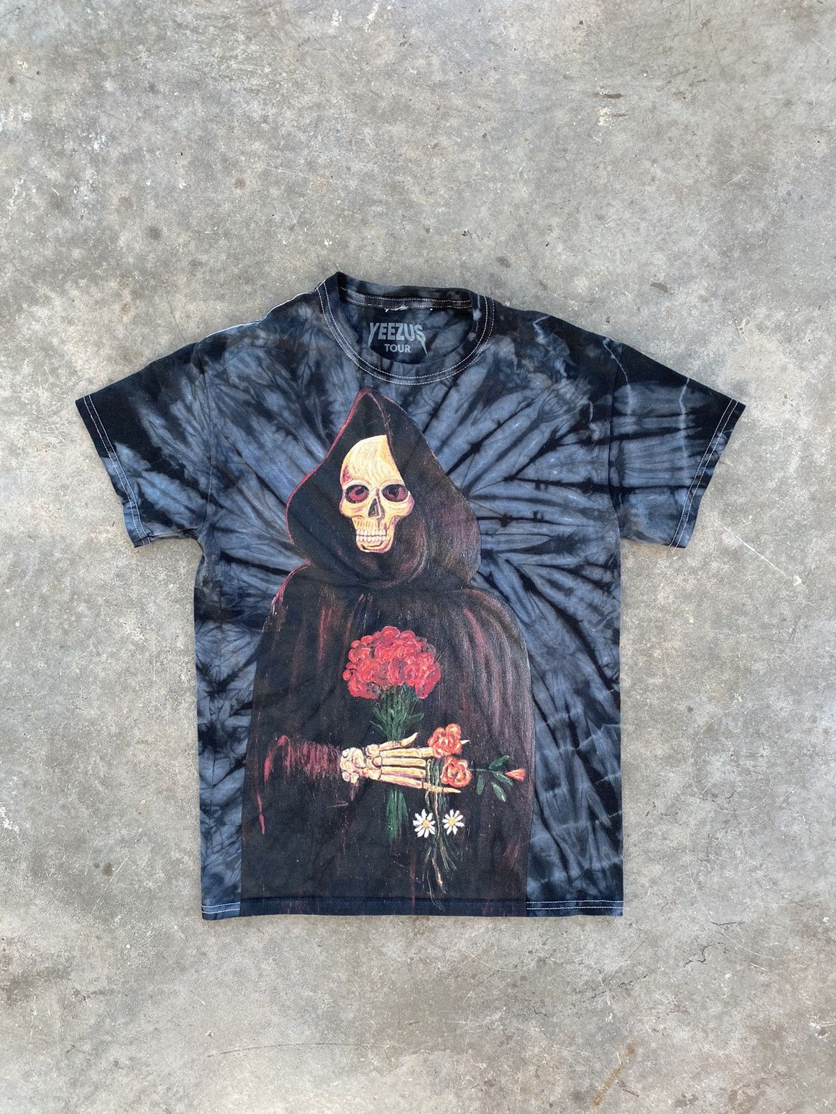 image of Kanye West Yeezus Wes Lang Reaper Tie Dye Tee Small in Black, Men's