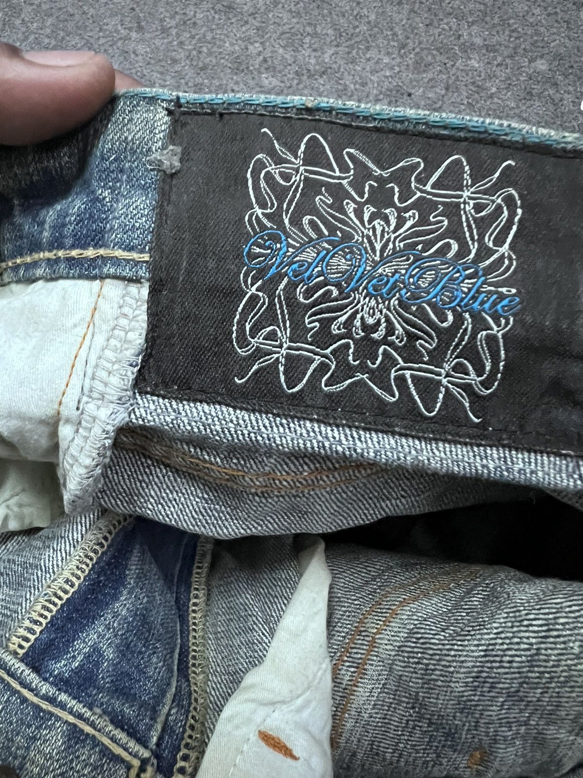 Japanese Brand × Vintage FLARED💥 VELL VET BLUE DISTRESSED DENIM PANT Size US 29 - 8 Thumbnail