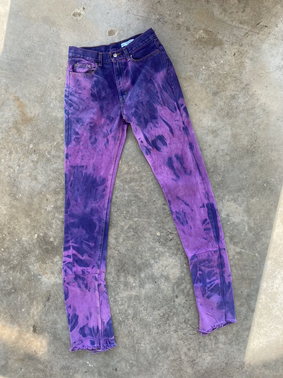 image of Valelives Purple Tie Dye Stack Denim Jeans Sz. 30 Raw Hem, Men's