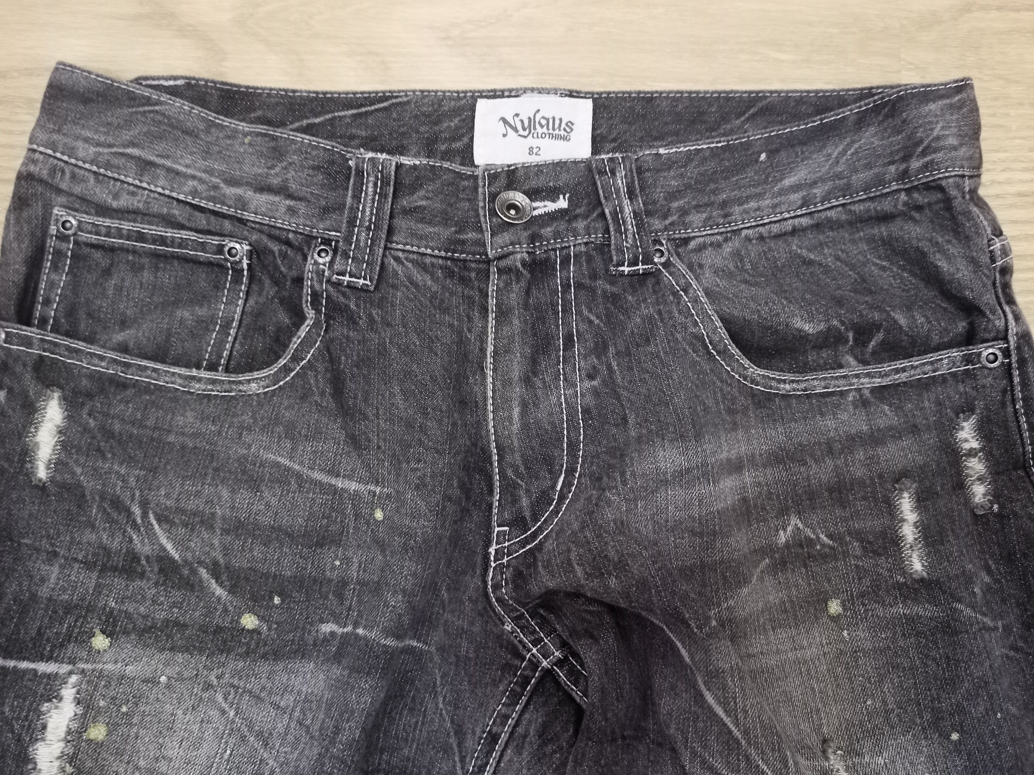 Japanese Brand Vintage Nylaus Clothing Whiskered Flare Jeans Size US 32 / EU 48 - 10 Thumbnail