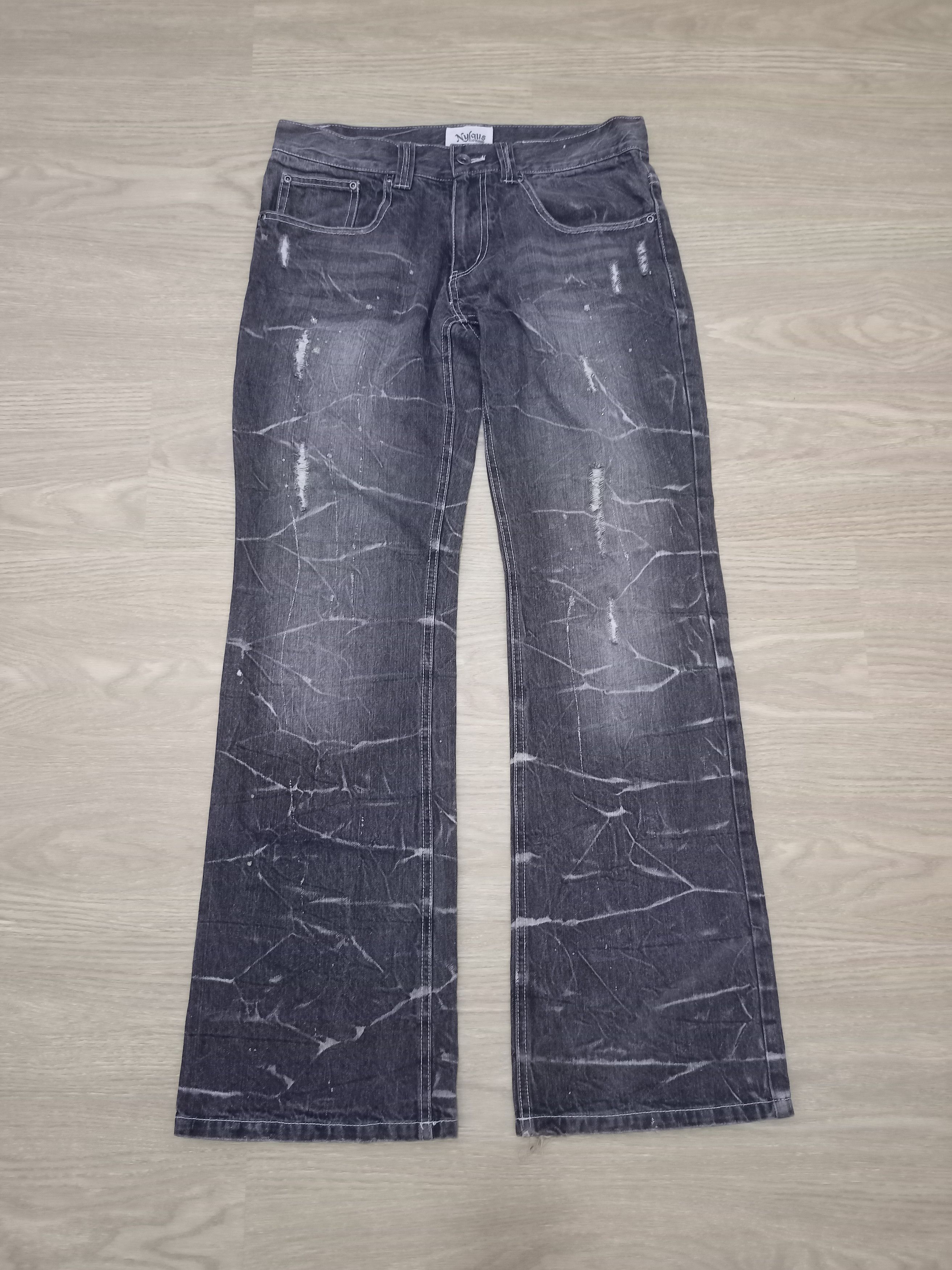 Japanese Brand Vintage Nylaus Clothing Whiskered Flare Jeans Size US 32 / EU 48 - 1 Thumbnail