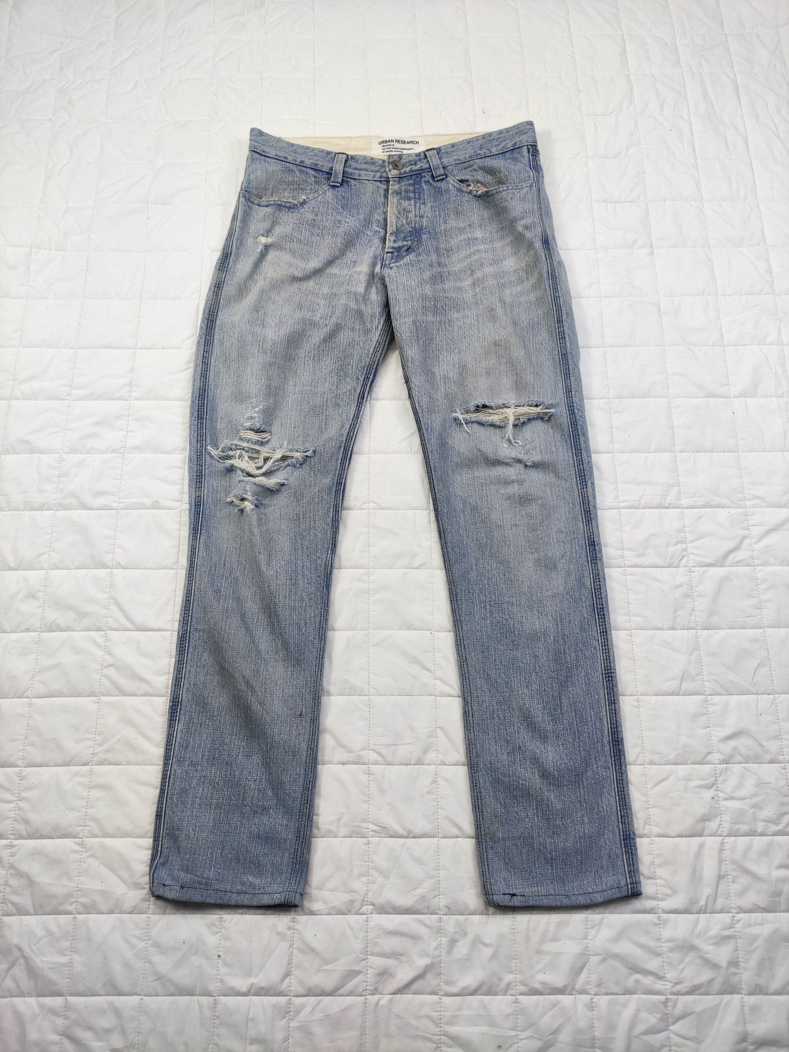 image of Distressed Denim x Urban Research Doors Vintage Urban Reseach Light Washed Denim Jeans (Size 32)