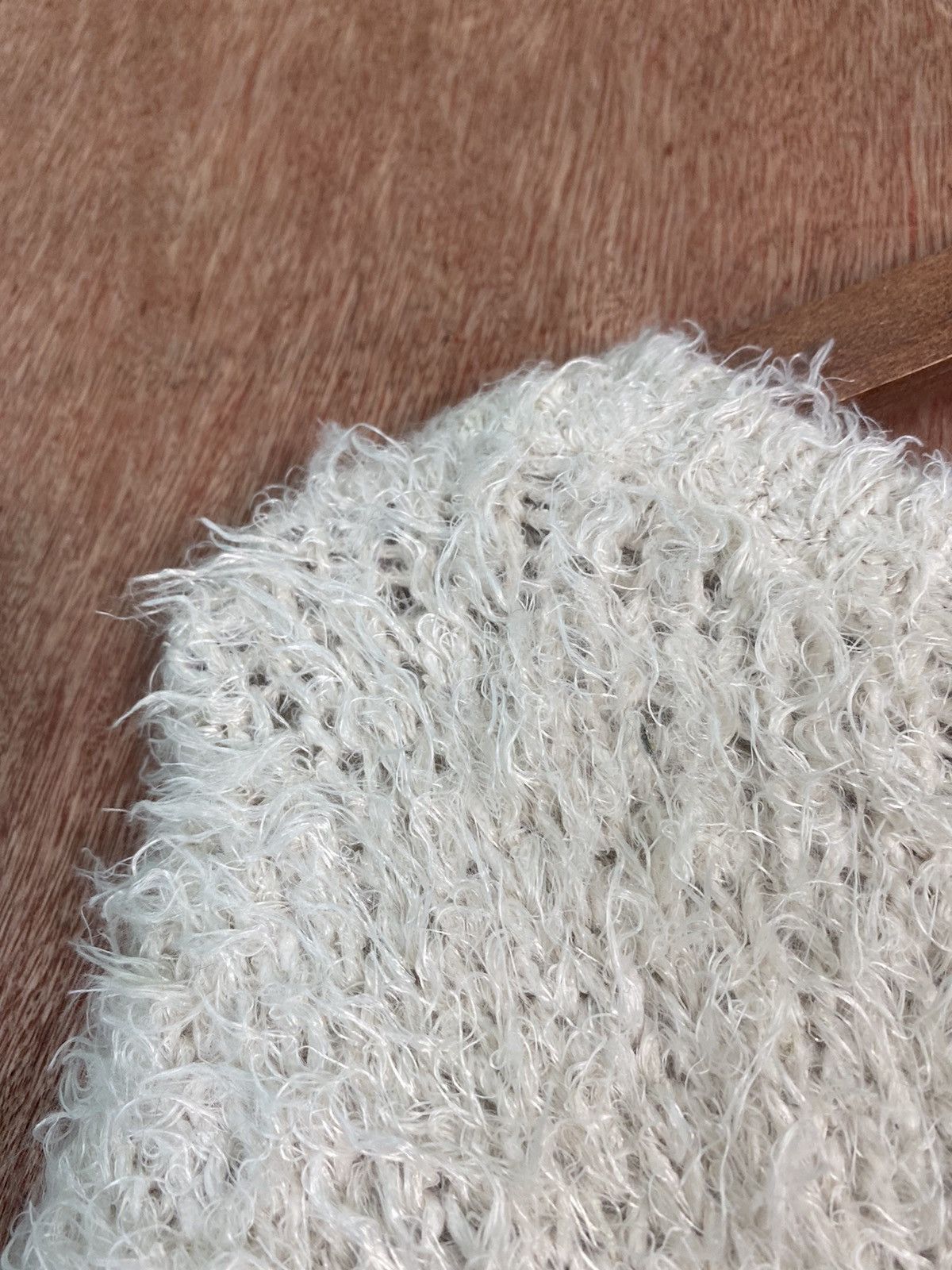 Homespun Knitwear DL Jeanasis Cream Shag Shaggy Fur Mohair Knitwear #B633 Size L / US 10 / IT 46 - 6 Thumbnail