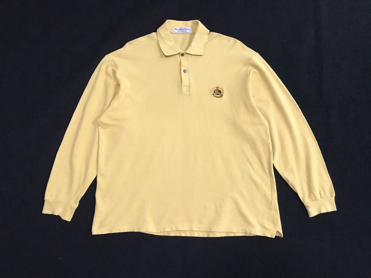 Burberry Vtg Burberrys Brit Yellow Polo Shirt Made In England Size US L / EU 52-54 / 3 - 1 Thumbnail