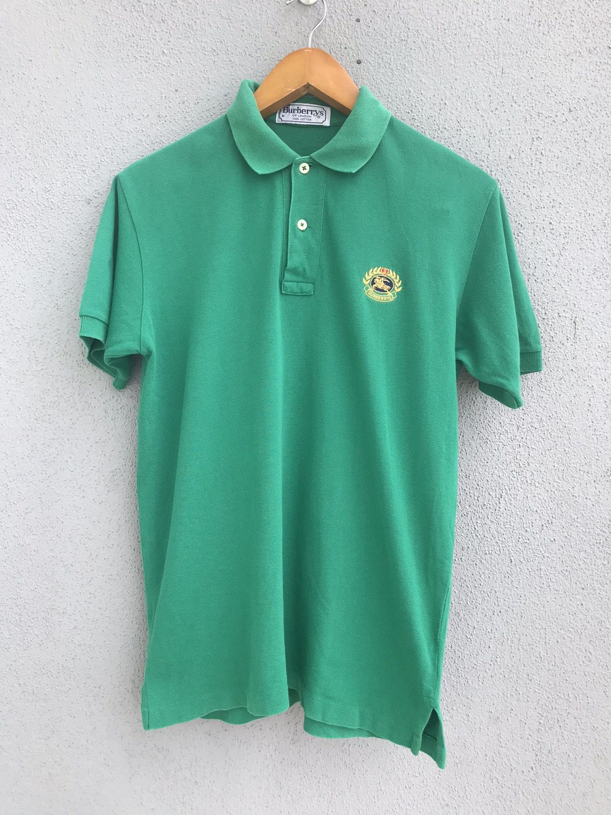 Burberry Vintage Burberrys Brit Gold Embroidered Green Polo Shirt Size US M / EU 48-50 / 2 - 1 Thumbnail