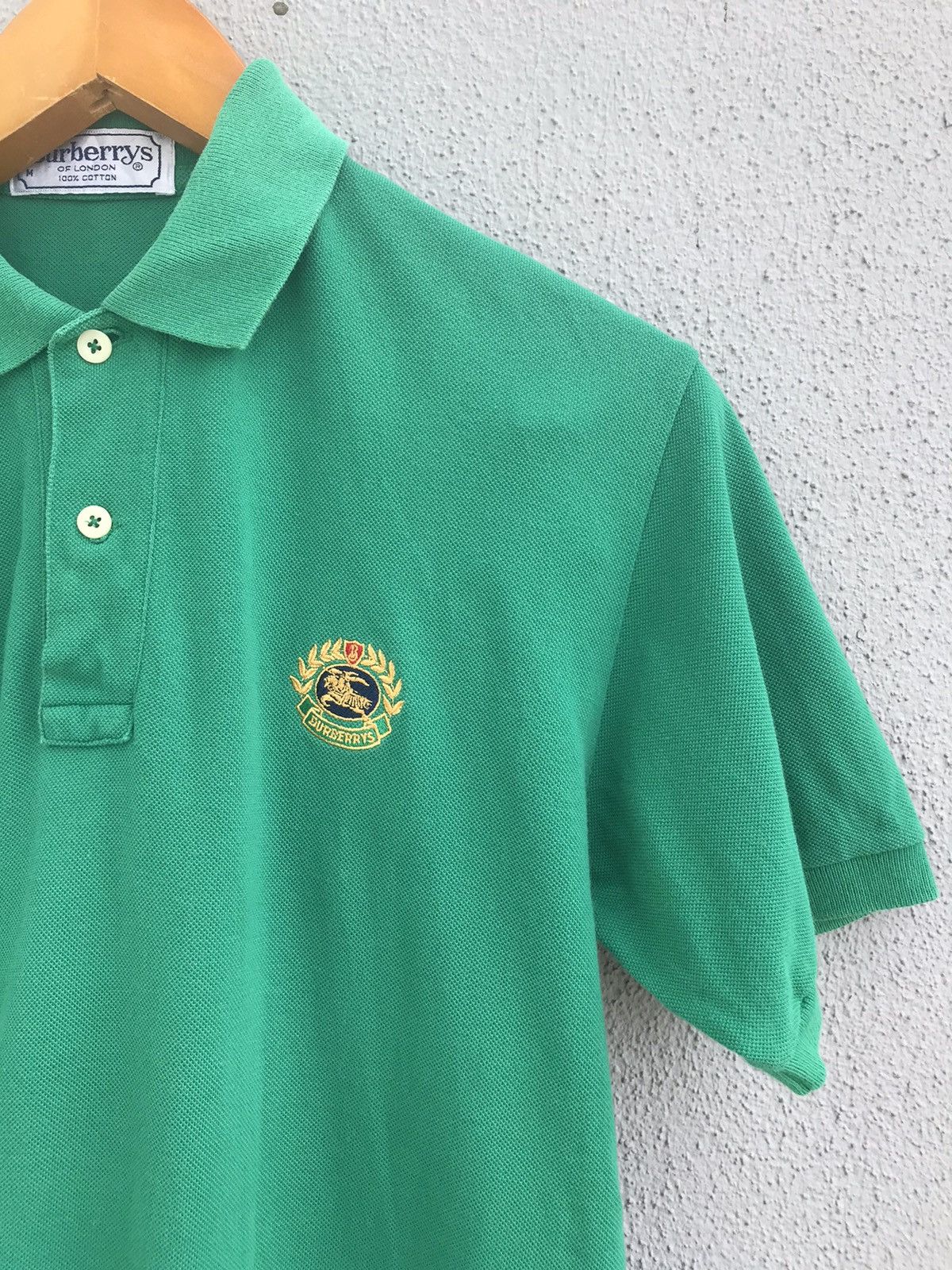 Burberry Vintage Burberrys Brit Gold Embroidered Green Polo Shirt Size US M / EU 48-50 / 2 - 5 Thumbnail