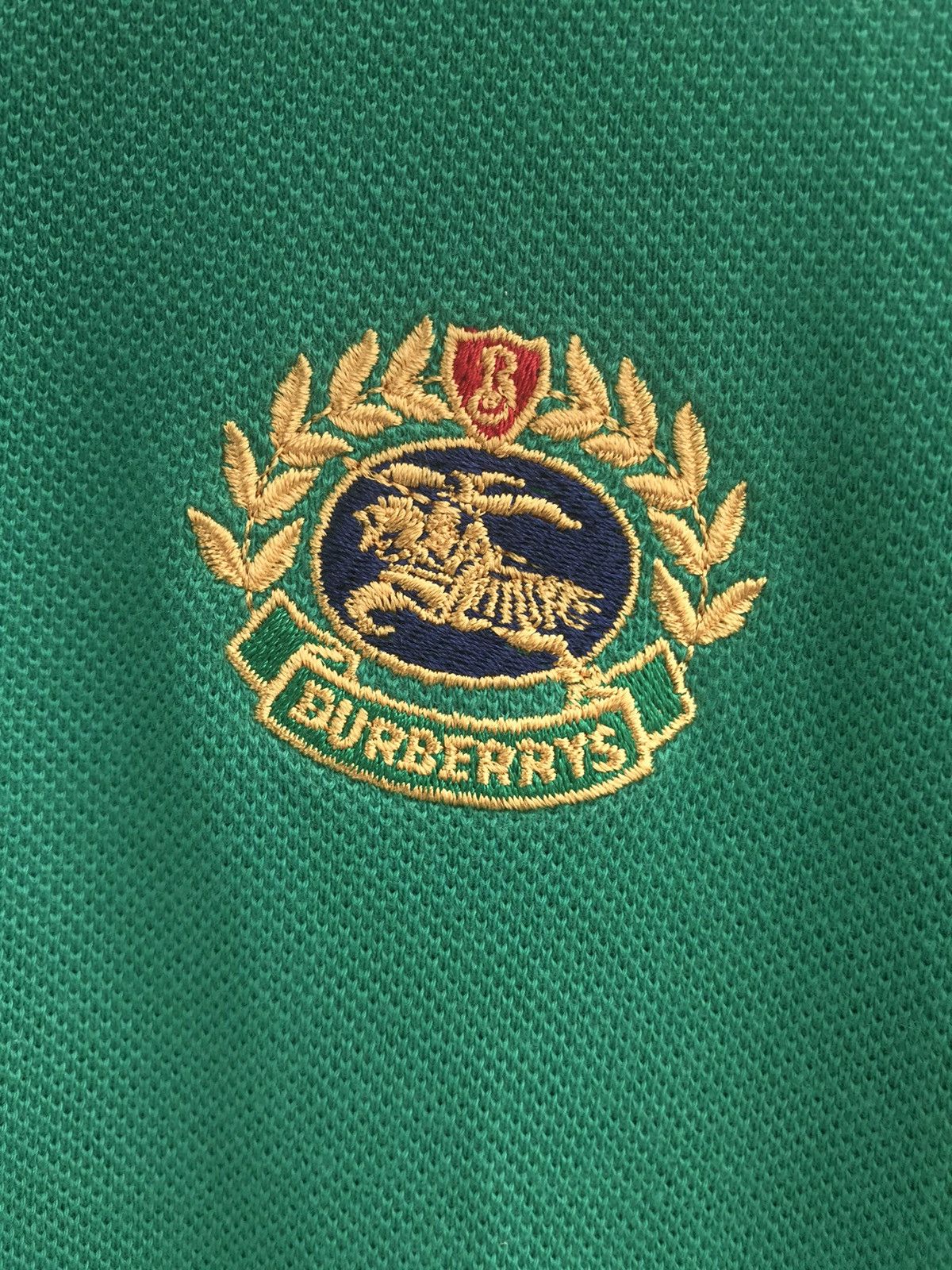 Burberry Vintage Burberrys Brit Gold Embroidered Green Polo Shirt Size US M / EU 48-50 / 2 - 3 Thumbnail