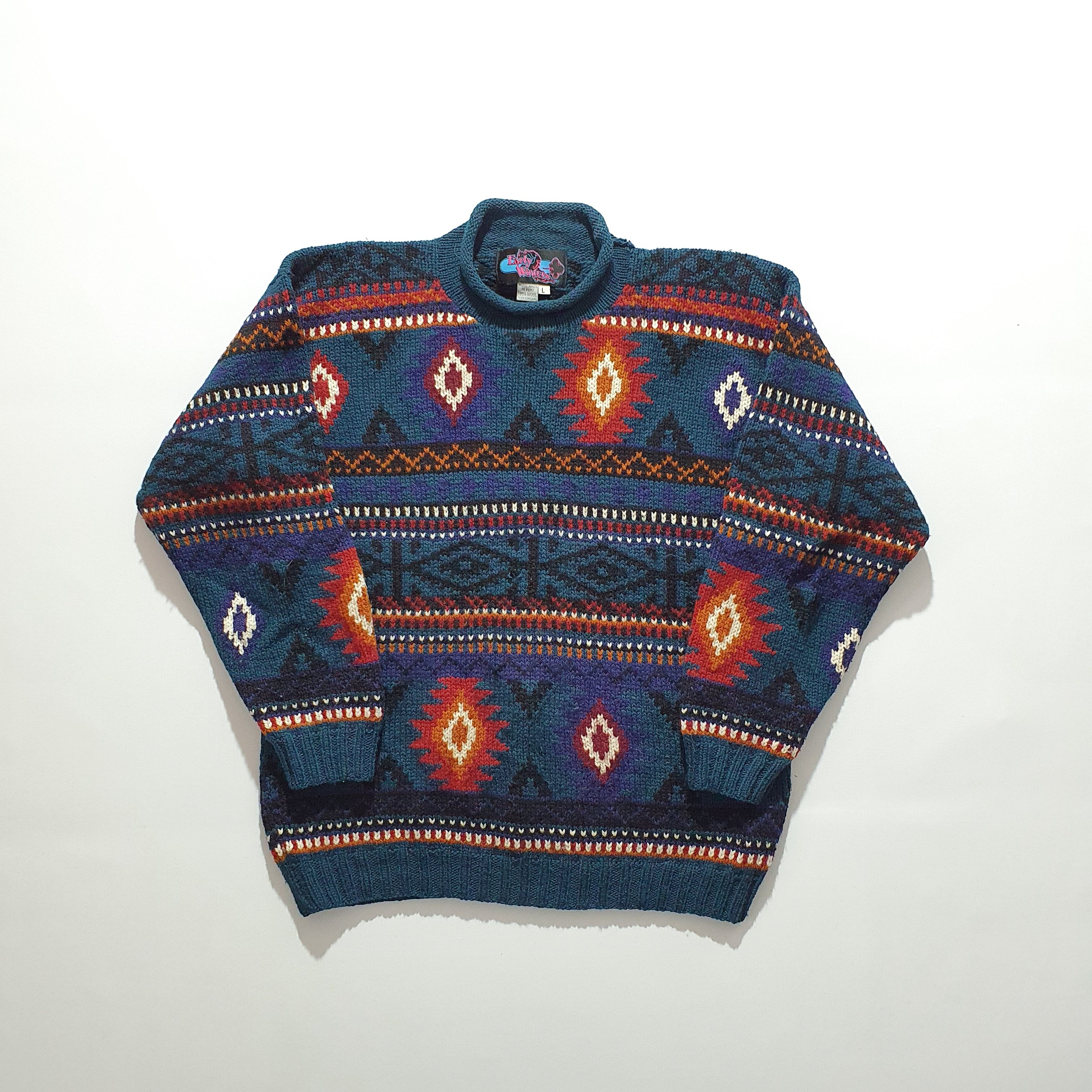 Vintage 70s Aztec Handmade in Peru Wool sweater Size US L / EU 52-54 / 3 - 4 Thumbnail