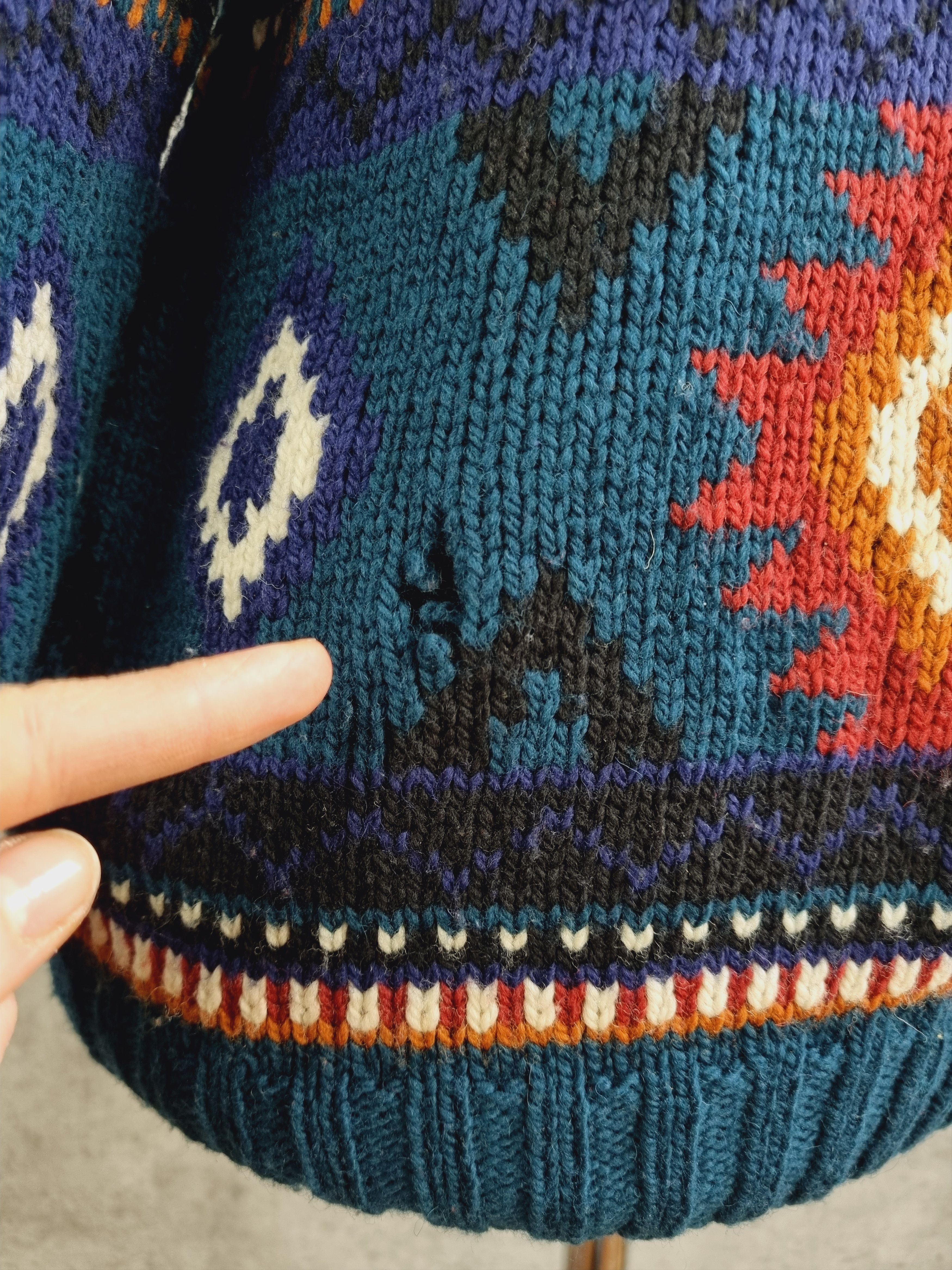 Vintage 70s Aztec Handmade in Peru Wool sweater Size US L / EU 52-54 / 3 - 10 Thumbnail