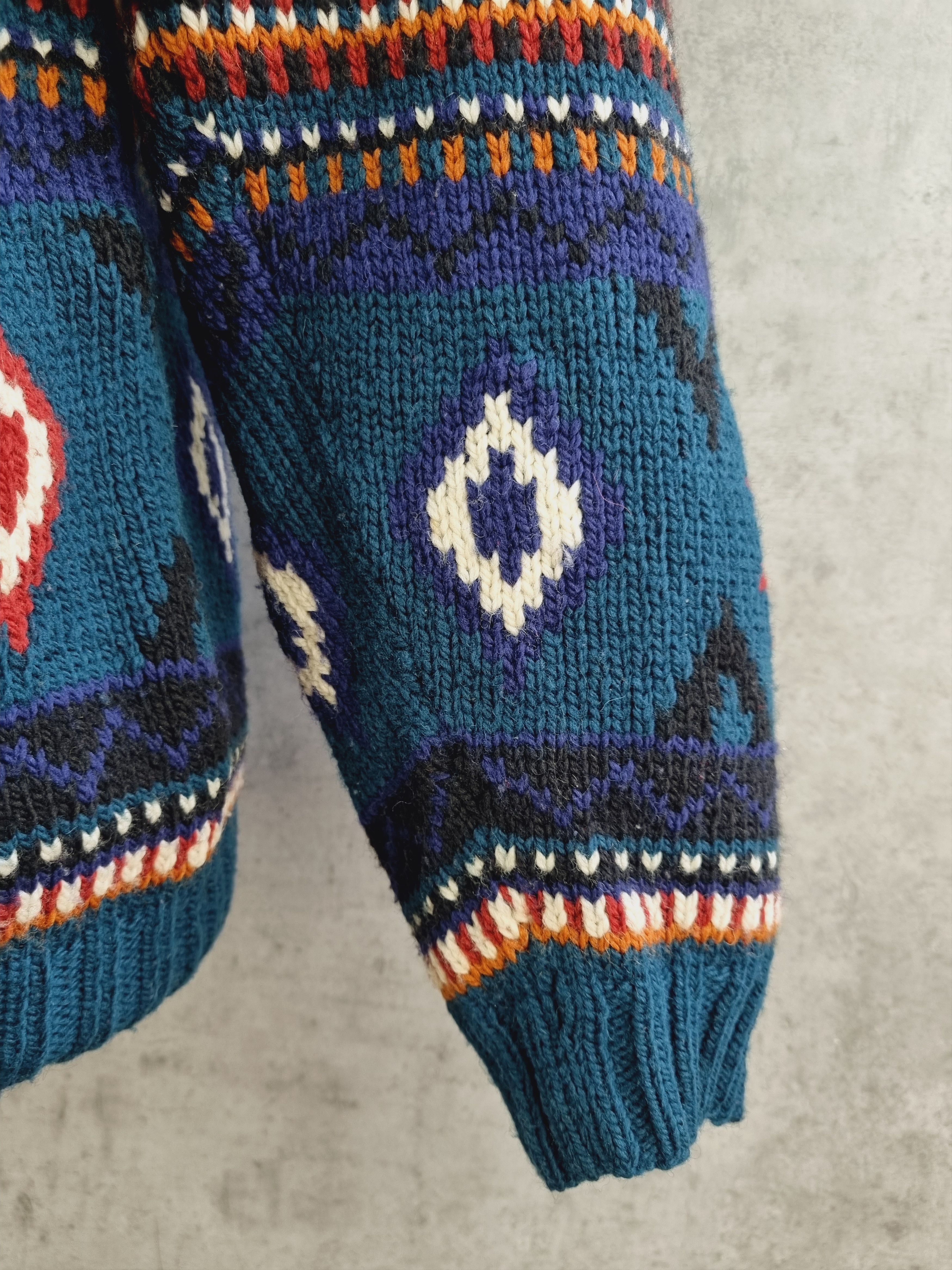 Vintage 70s Aztec Handmade in Peru Wool sweater Size US L / EU 52-54 / 3 - 12 Thumbnail