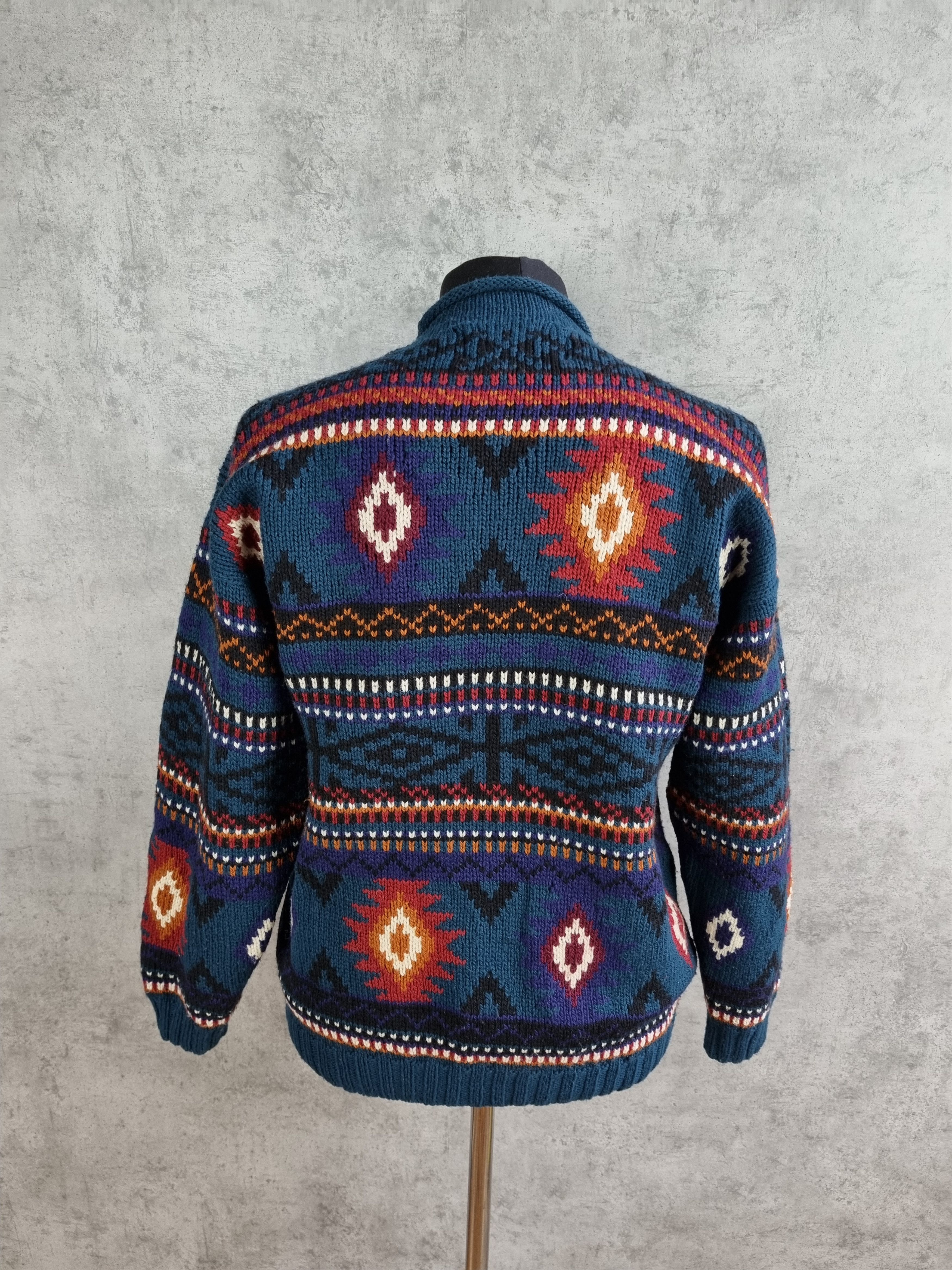 Vintage 70s Aztec Handmade in Peru Wool sweater Size US L / EU 52-54 / 3 - 7 Thumbnail