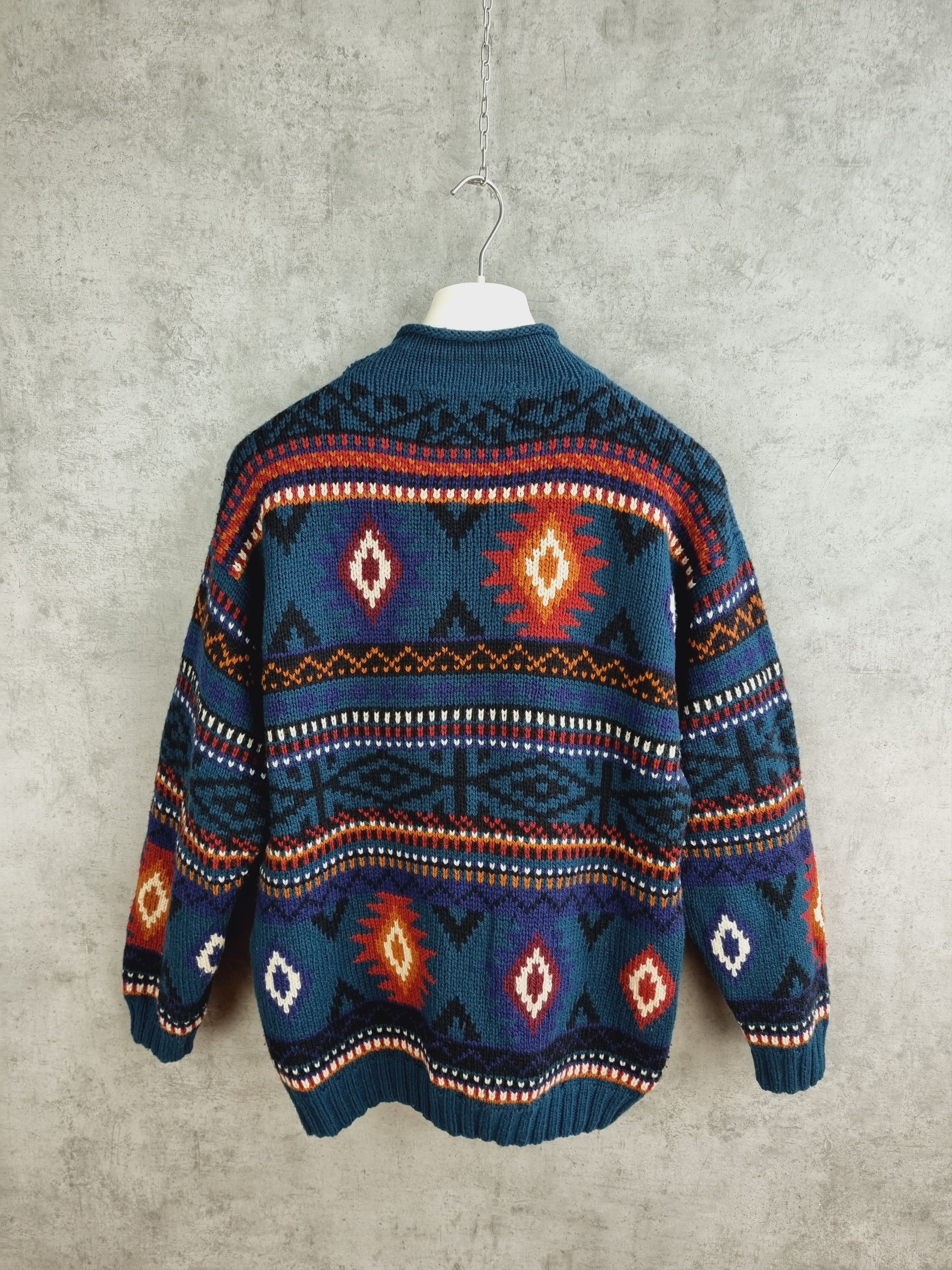 Vintage 70s Aztec Handmade in Peru Wool sweater Size US L / EU 52-54 / 3 - 6 Thumbnail