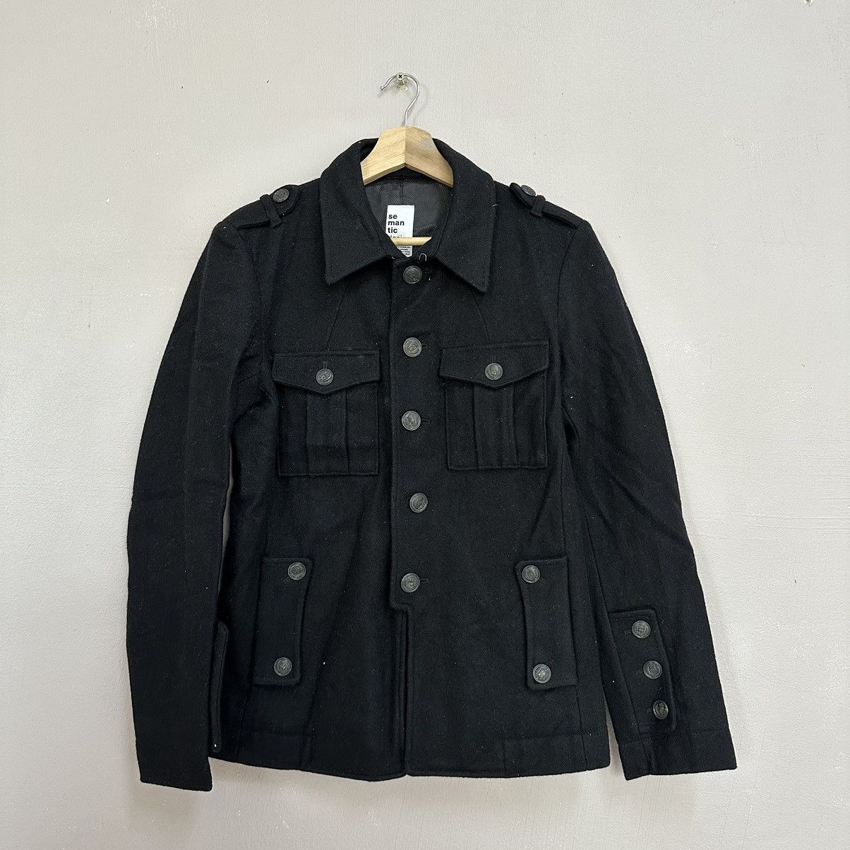 Japanese Brand Vintage Semantic Design Coat Black Pocket Button Size US S / EU 44-46 / 1 - 1 Thumbnail