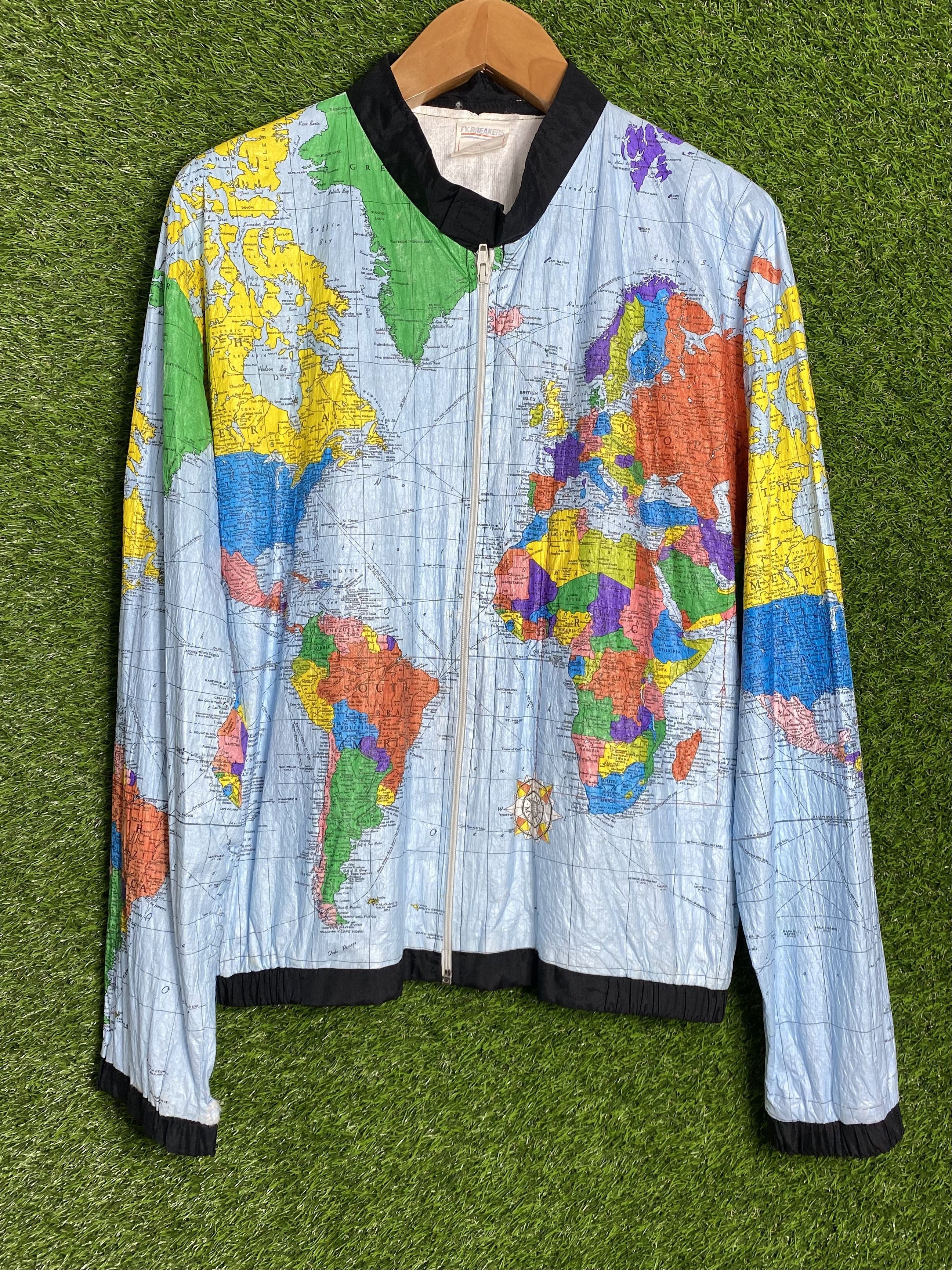 ジャケット・アウター 80s HAI SPORTING GEAR world map jacket Japanese Fashion Designer!!! Vintage HAI SPORTING GEAR Issey