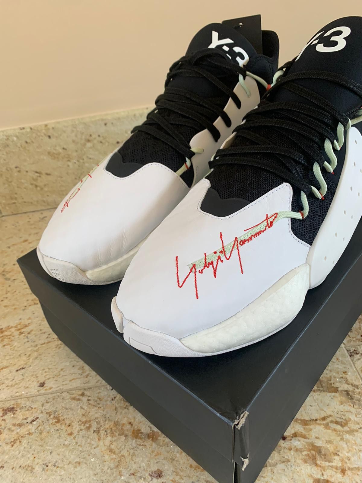 Y-3 BYW Bball Sneakers in Black & White Size US 12.5 / EU 45-46 - 3 Thumbnail