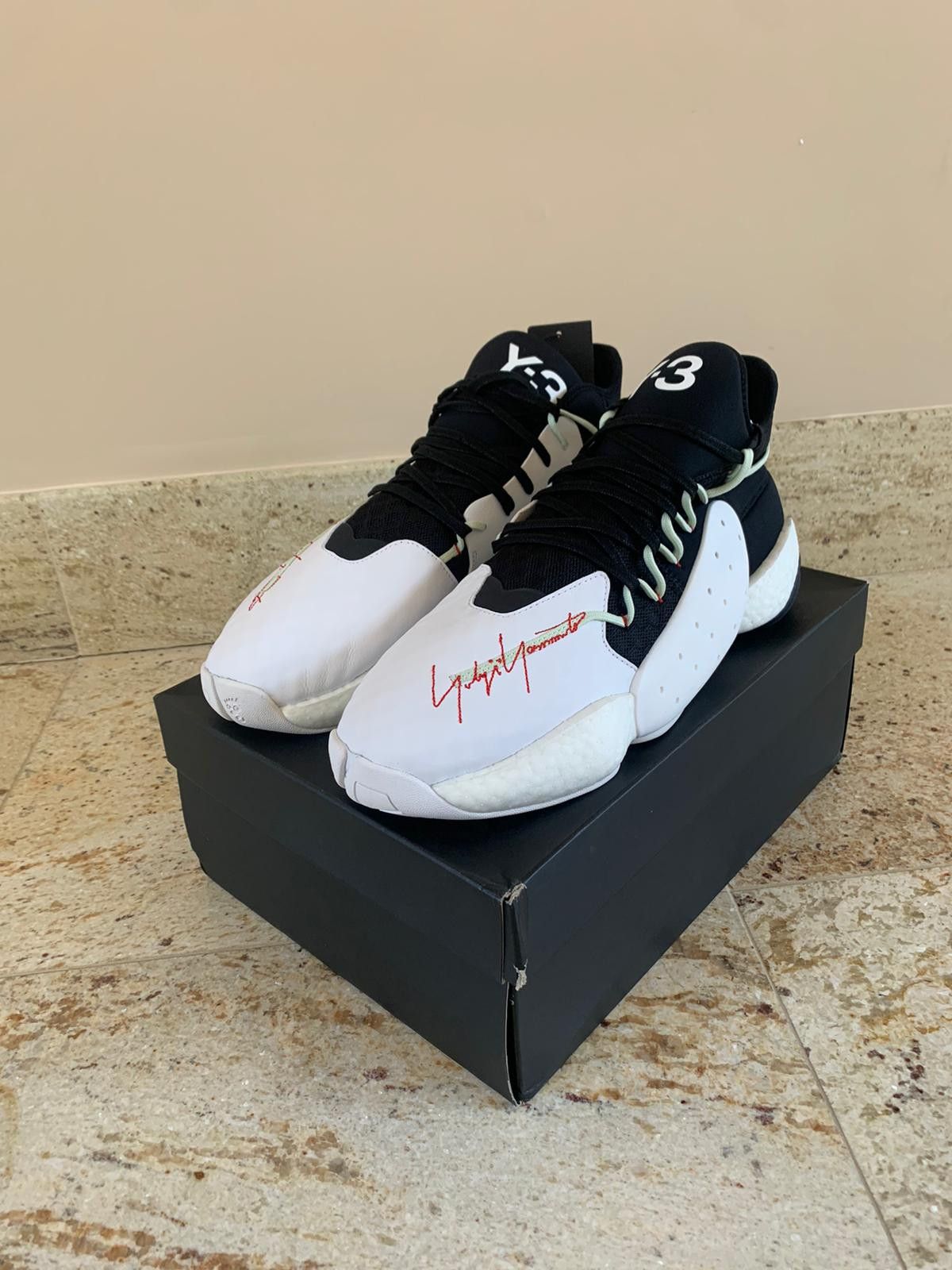 Y-3 BYW Bball Sneakers in Black & White Size US 12.5 / EU 45-46 - 4 Thumbnail