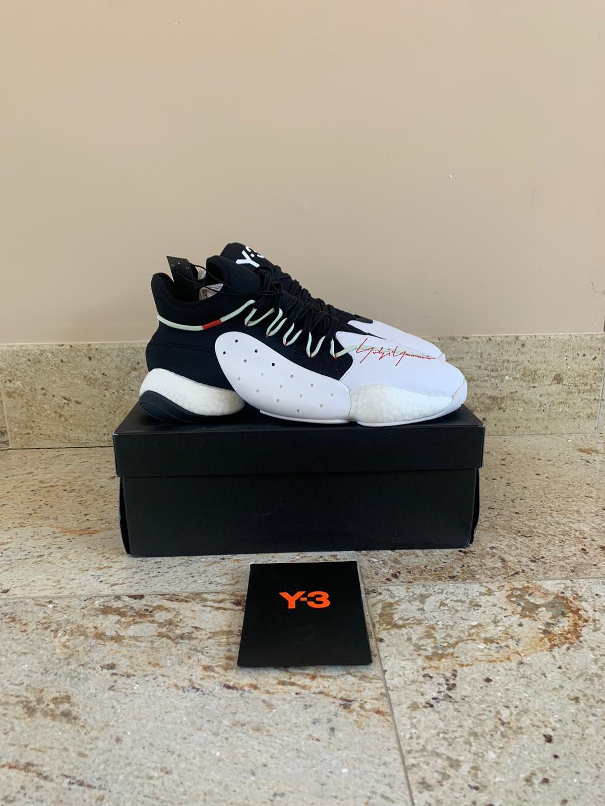 Y-3 BYW Bball Sneakers in Black & White Size US 12.5 / EU 45-46 - 8 Thumbnail