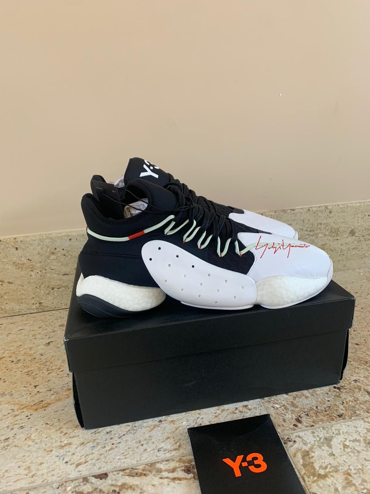 Y-3 BYW Bball Sneakers in Black & White Size US 12.5 / EU 45-46 - 10 Thumbnail