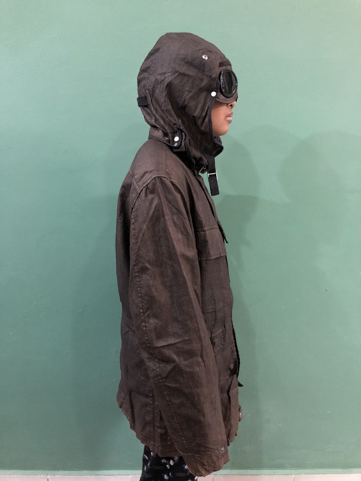 Vintage Distressed Lino Flax Goggle Jacket