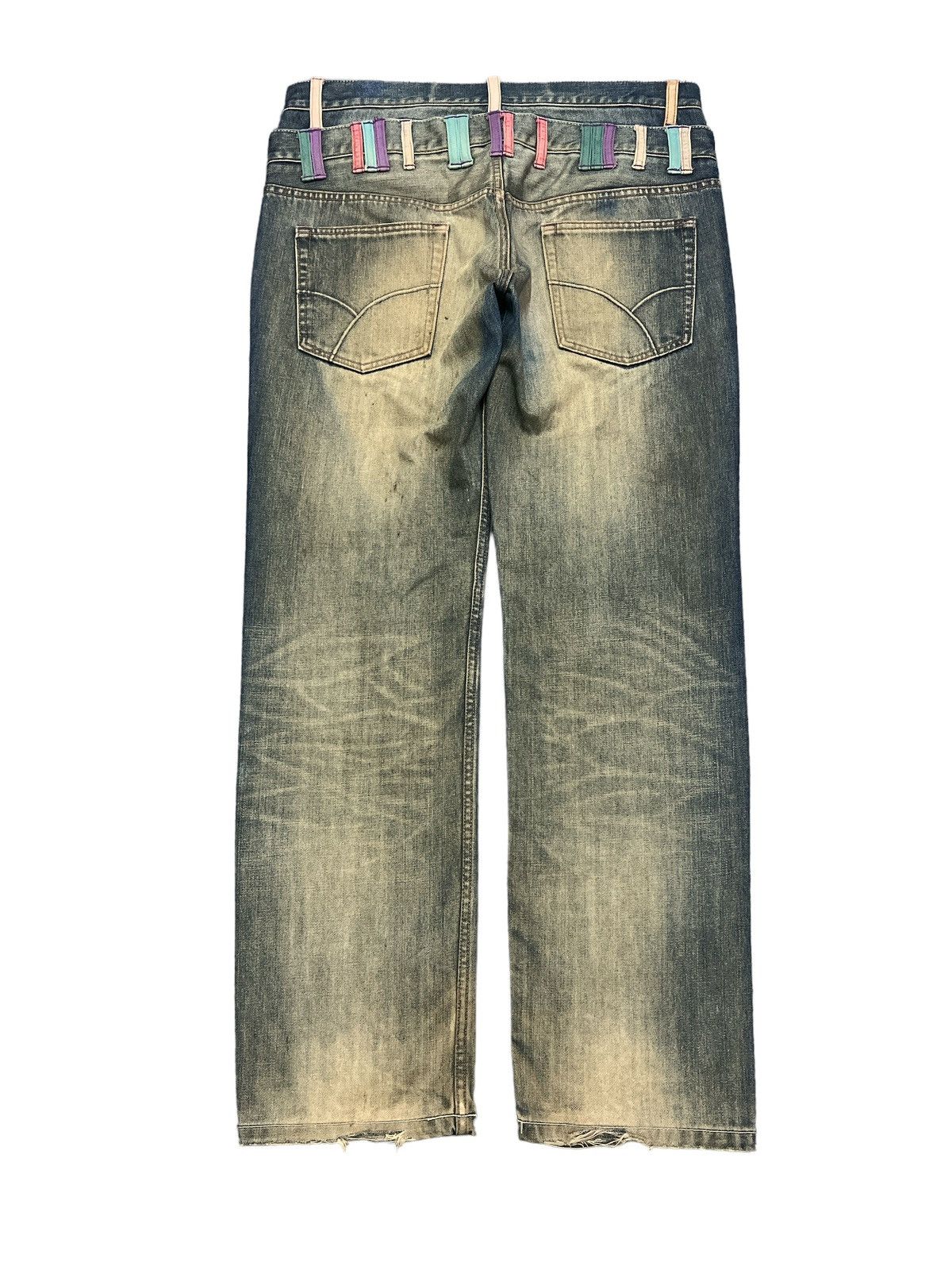 Japanese Brand × Vintage DOUBLE WAIST💥FIRE🔥UNKNOWN DISTRESSED DENIM PANT Size US 34 / EU 50 - 8 Thumbnail