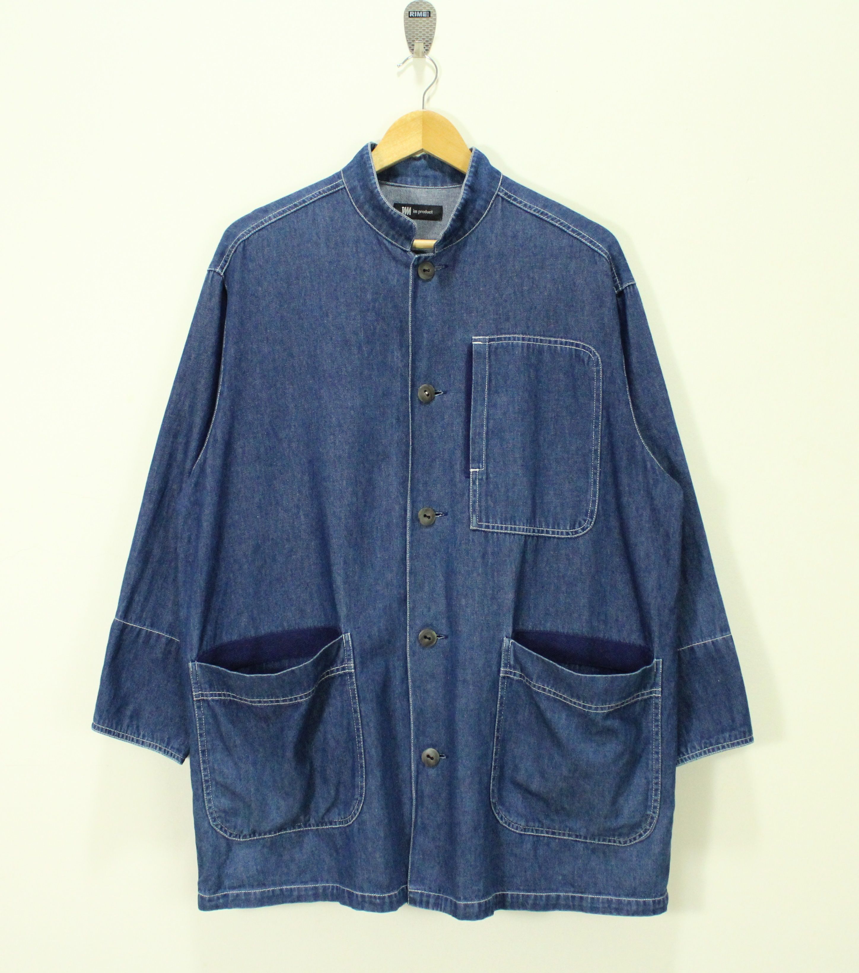 Pre-owned Issey Miyake Uniform Shirt Kimono Style Japan Quarter Sleeve In Blue