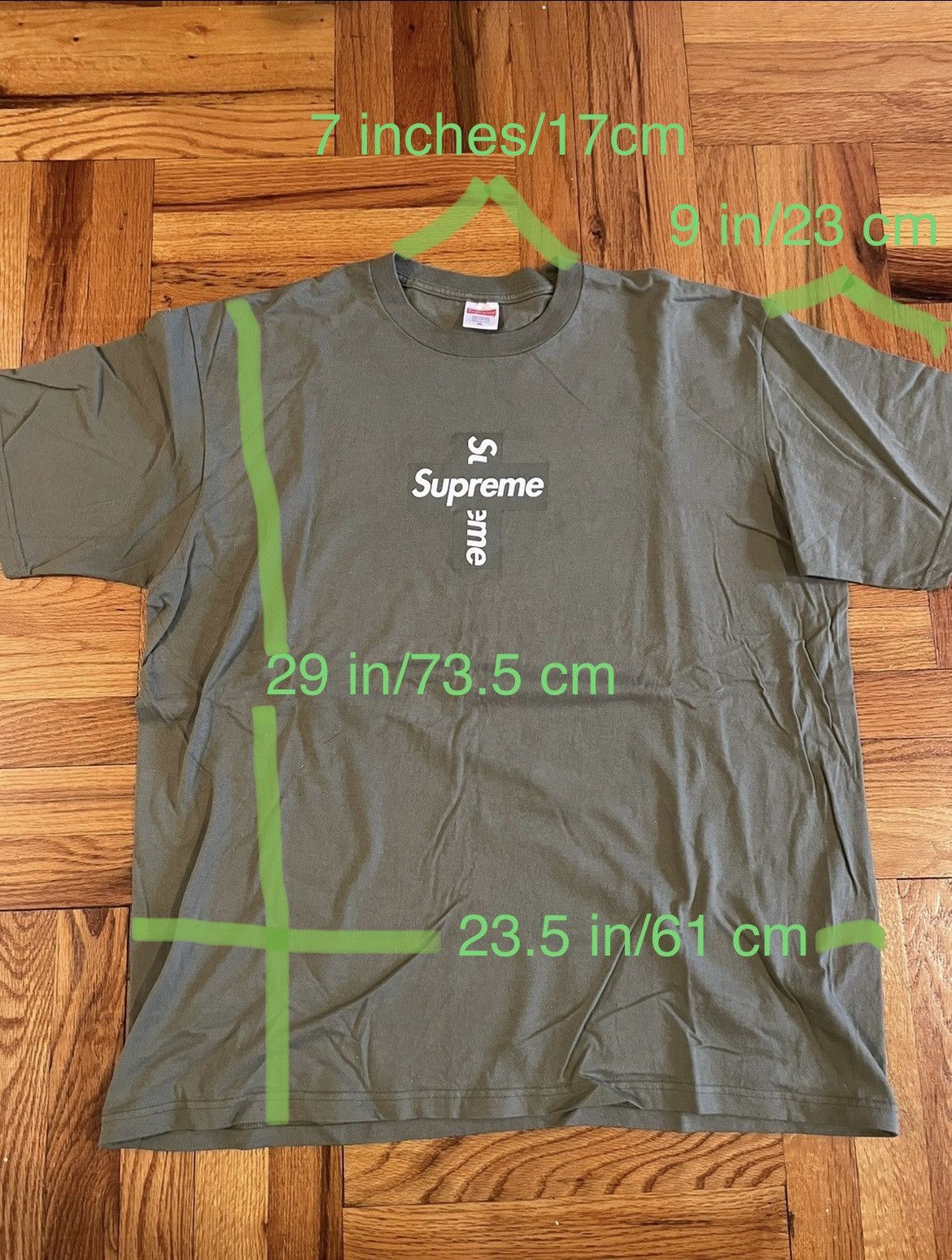 Supreme Supreme Cross Box Logo Tee - XL Light Olive | Grailed