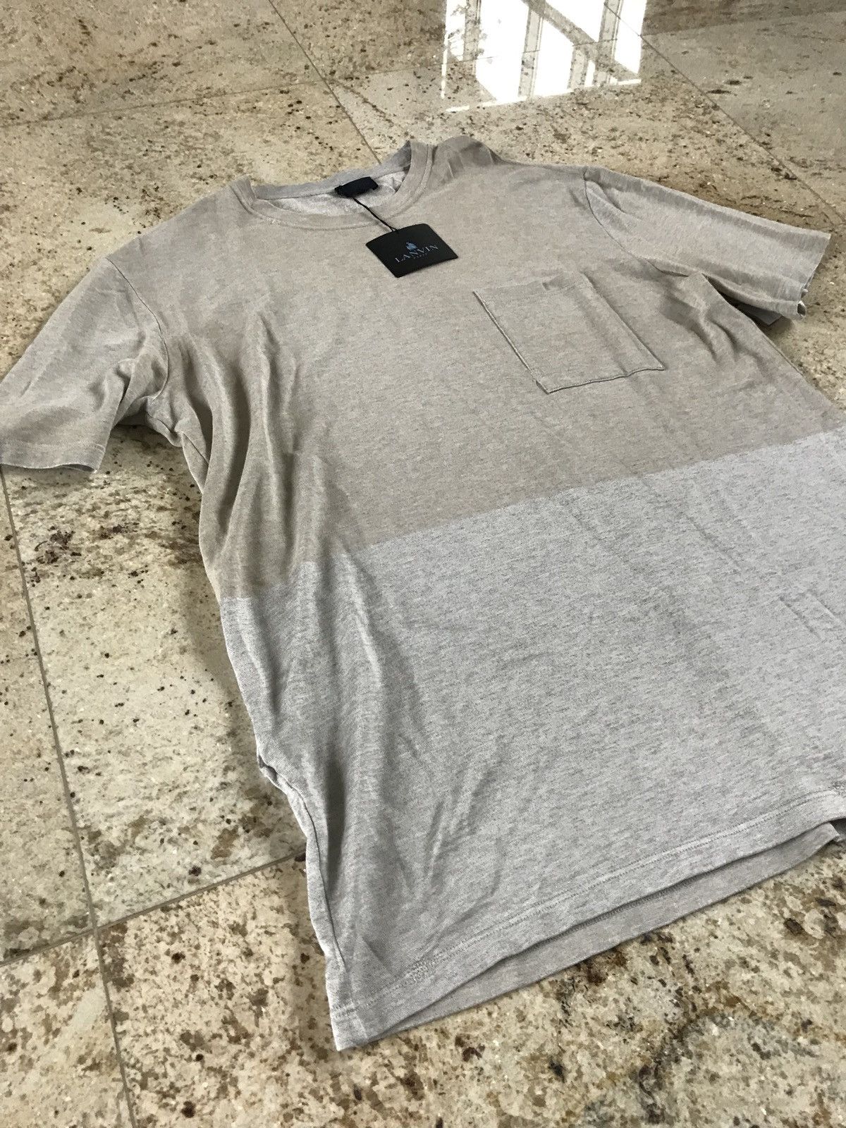 Lanvin Washed Fluid Crewneck Tee In Beige & Grey Size US S / EU 44-46 / 1 - 4 Thumbnail