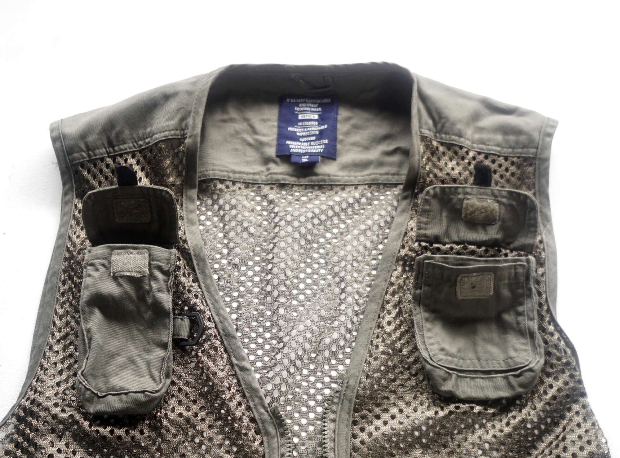 Japanese Brand NEPUCA Army Green Mesh Multi Pockets Tactical Vest Size US XL / EU 56 / 4 - 5 Thumbnail