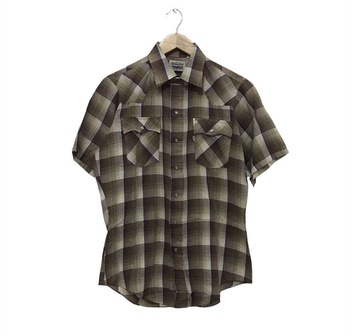 image of Levis Vintage Clothing x Vintage Levis Western Short Sleeve Shirt Brown, Men's (Size Medium)