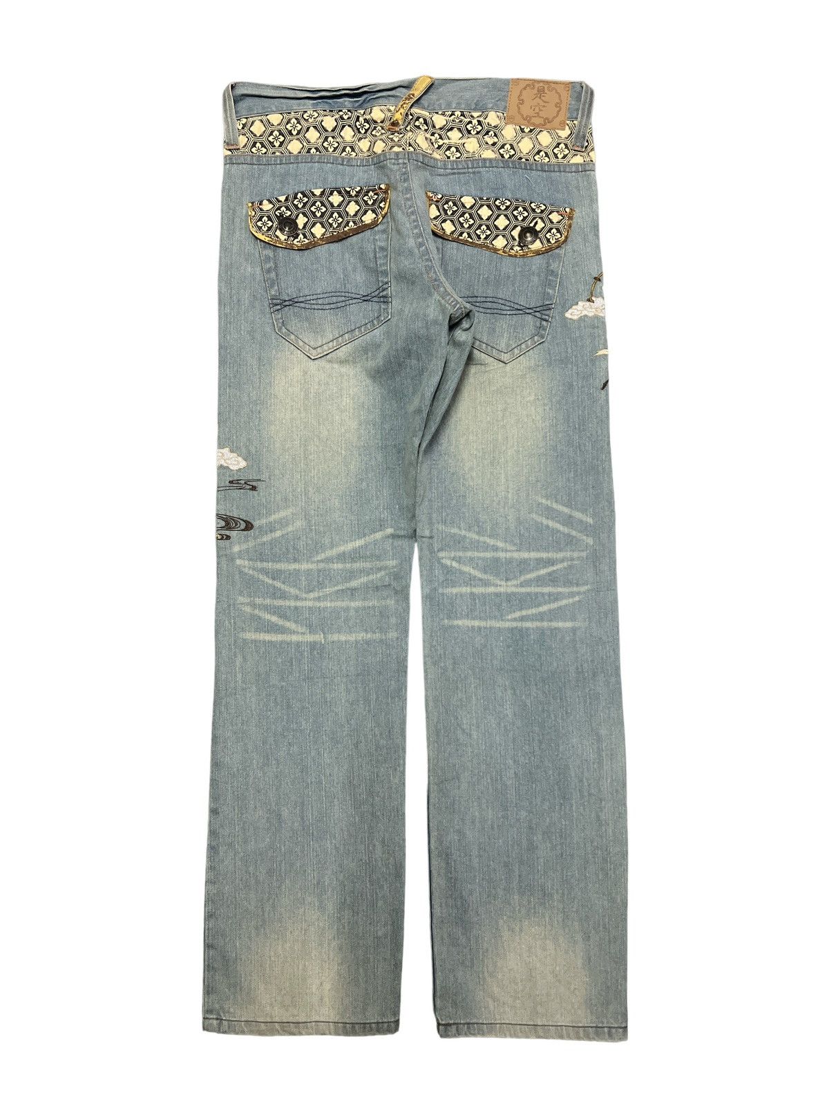 Japanese Brand FIRE 🔥 SEKU EMBROIDERY GHOST JAPAN DISTRESSED DENIM PANT Size US 34 / EU 50 - 7 Thumbnail