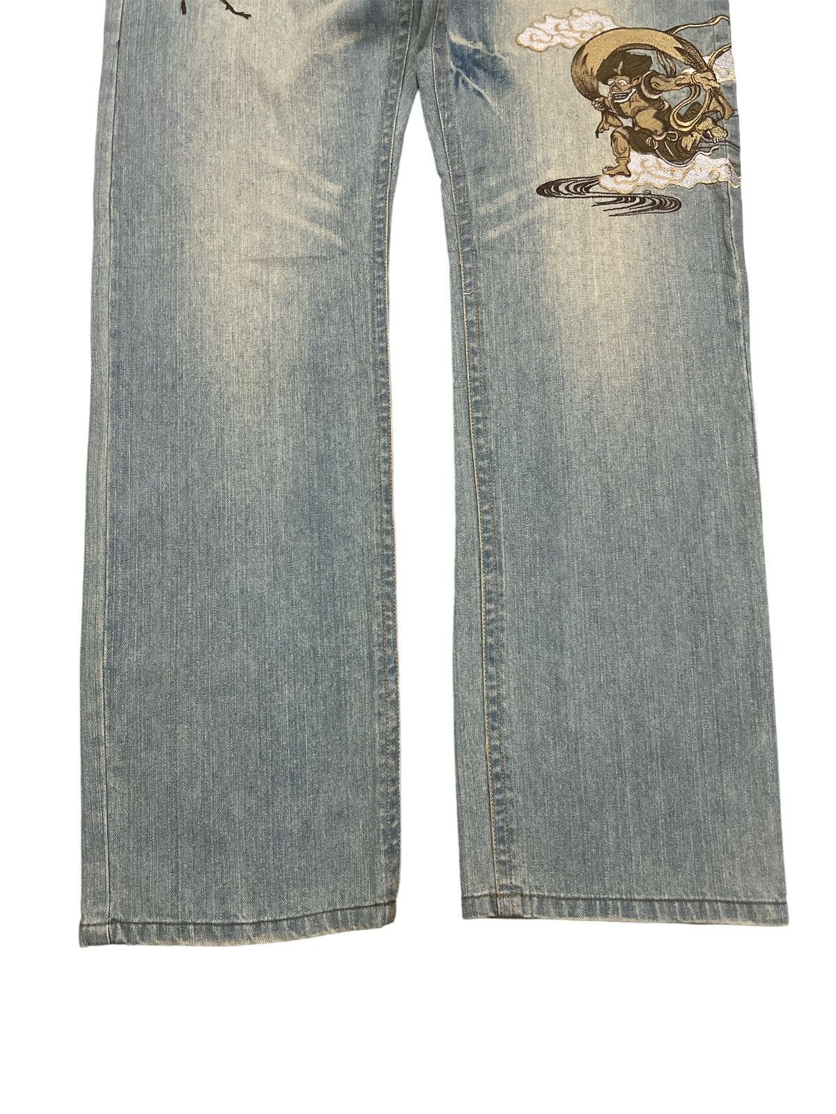 Japanese Brand FIRE 🔥 SEKU EMBROIDERY GHOST JAPAN DISTRESSED DENIM PANT Size US 34 / EU 50 - 3 Thumbnail