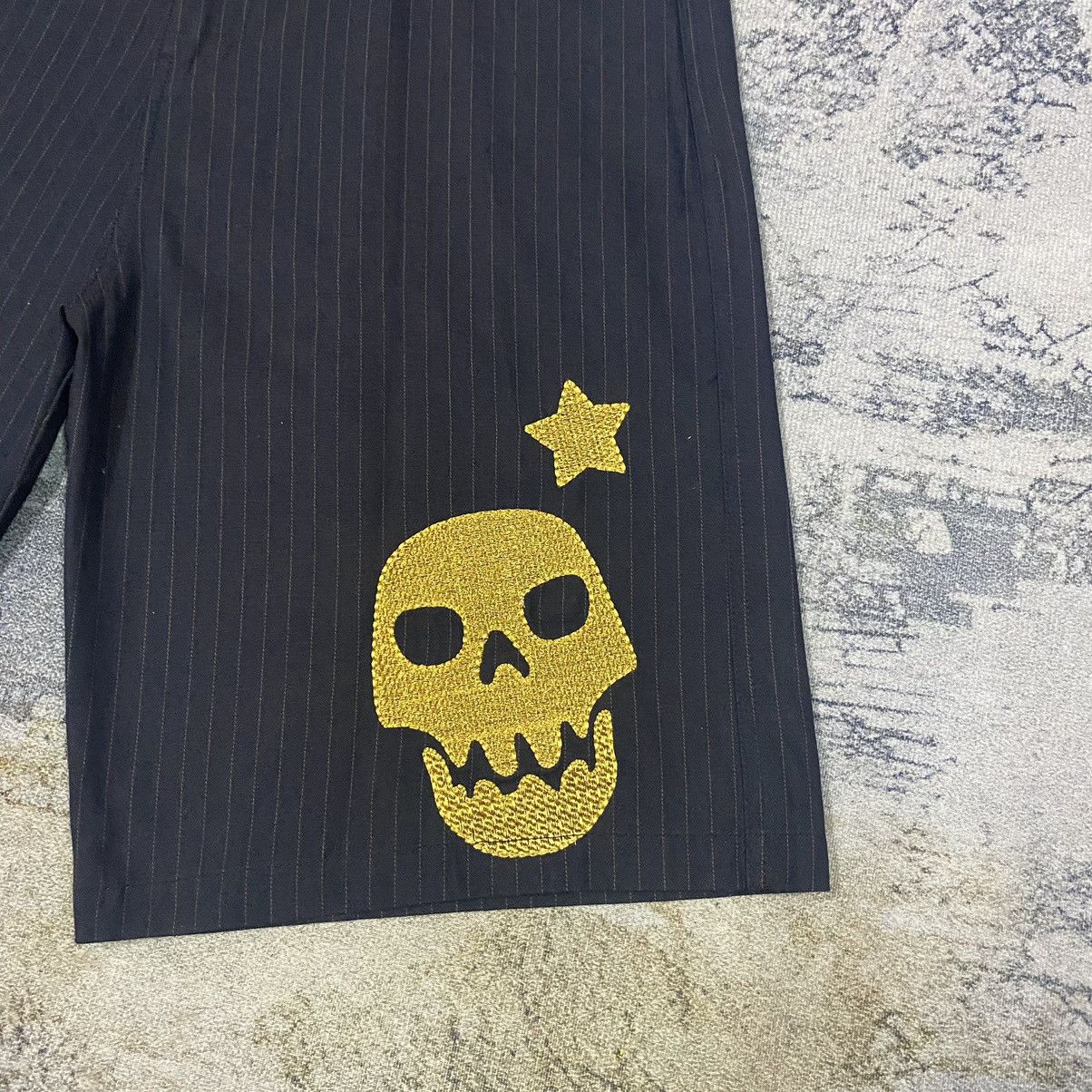 Japanese Brand × Vintage Vintage Japanese Skulls Embroidary Stripes Trousers Short Size US 35 - 4 Thumbnail
