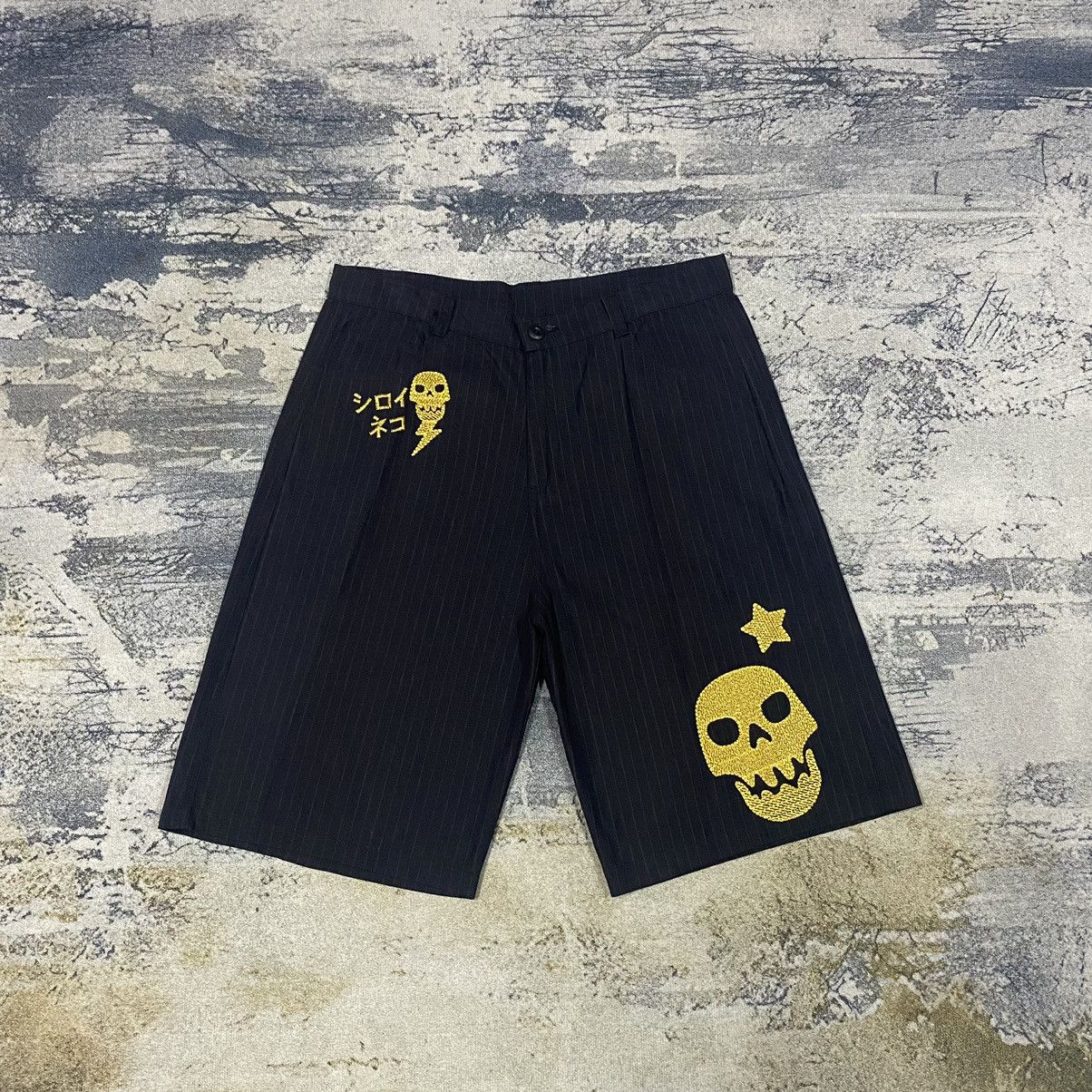 Japanese Brand × Vintage Vintage Japanese Skulls Embroidary Stripes Trousers Short Size US 35 - 2 Thumbnail