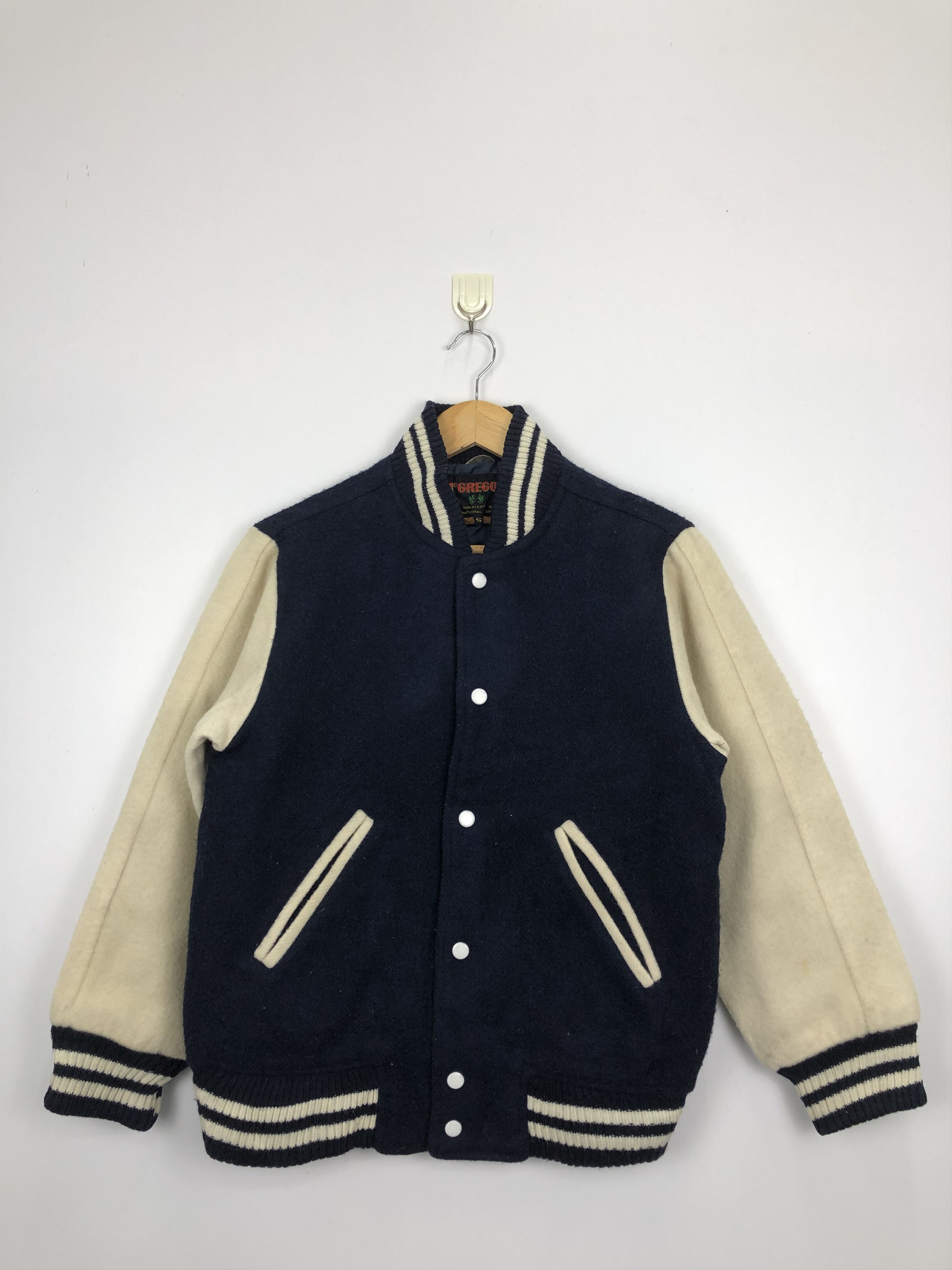 image of Vintage 90's Mcgregor Wool Varsity Jacket in Blue, Men's (Size Small)