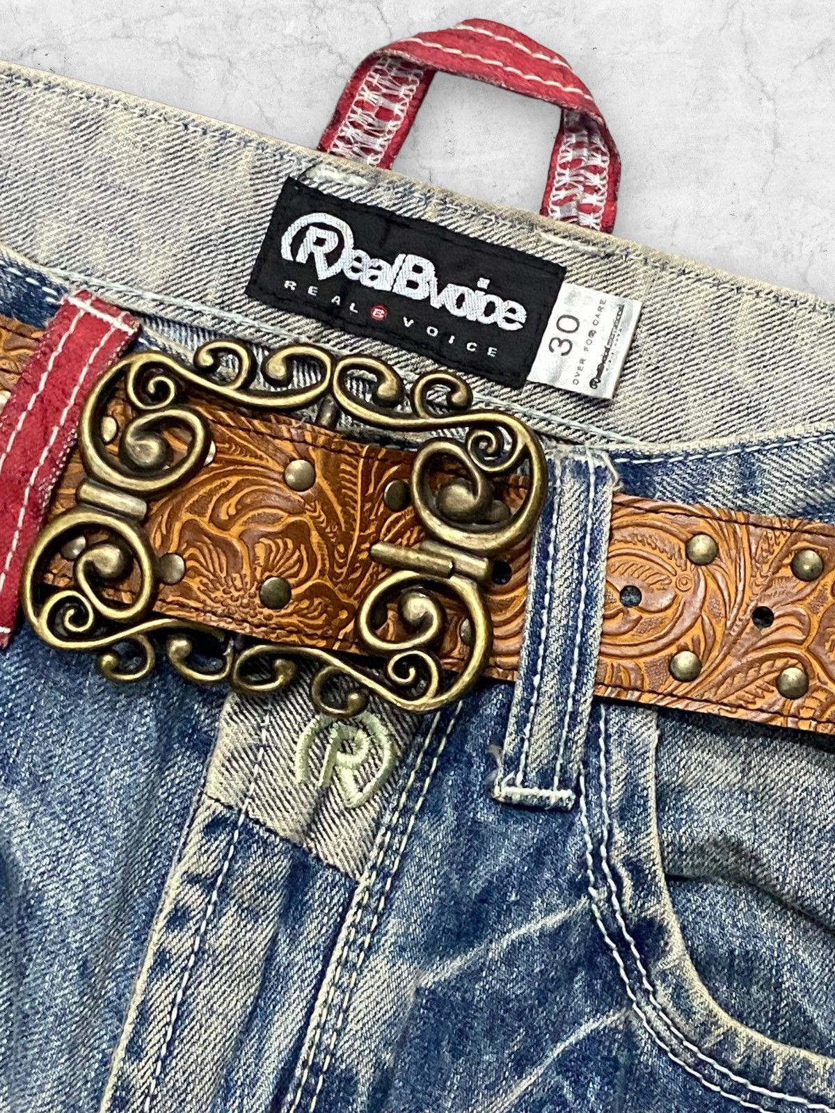 Japanese Brand × Vintage Y2K RealBVoice Reconstruction Carpenter Jeans Leather Belt Size US 30 / EU 46 - 11 Thumbnail
