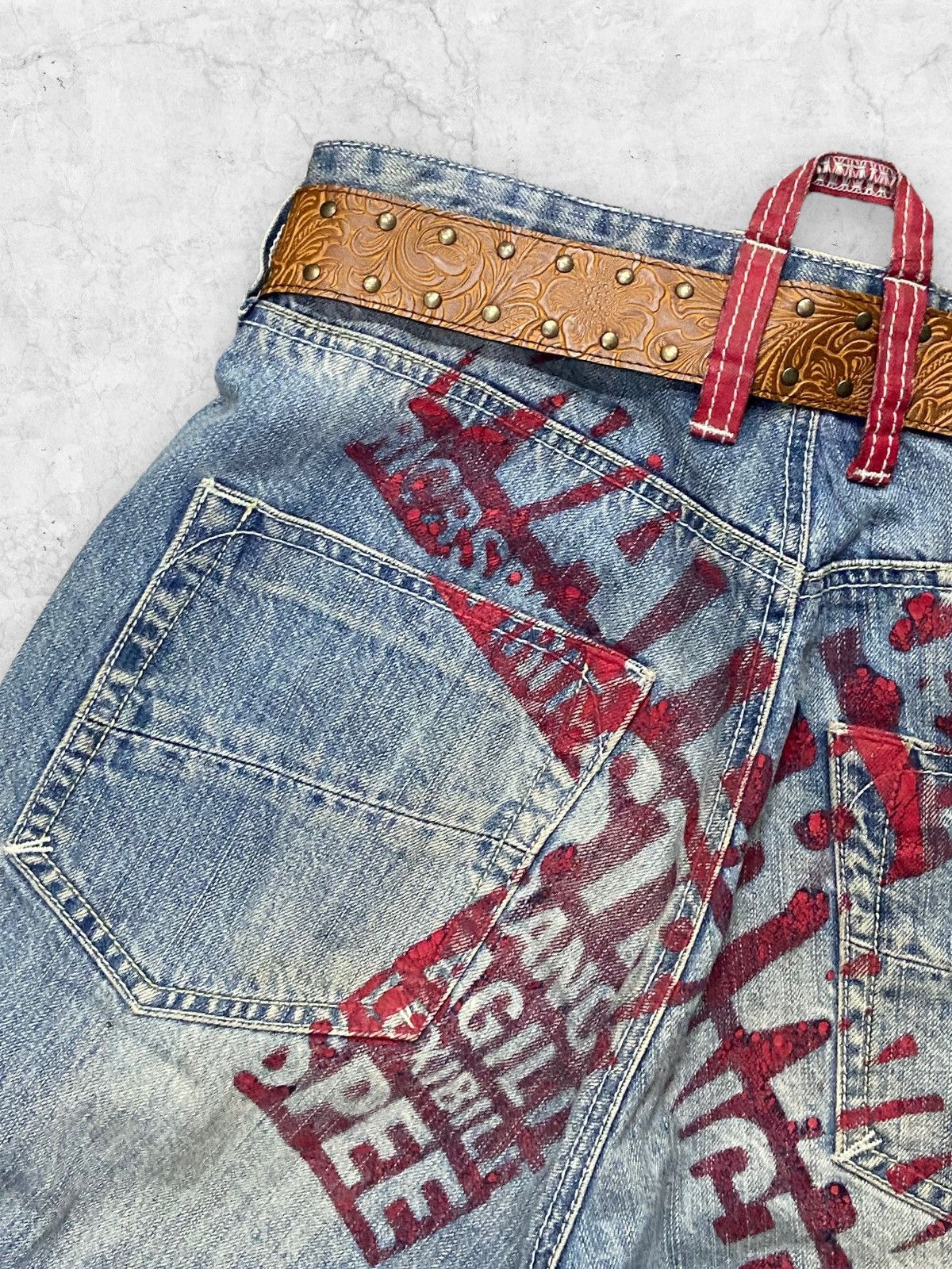 Japanese Brand × Vintage Y2K RealBVoice Reconstruction Carpenter Jeans Leather Belt Size US 30 / EU 46 - 6 Thumbnail