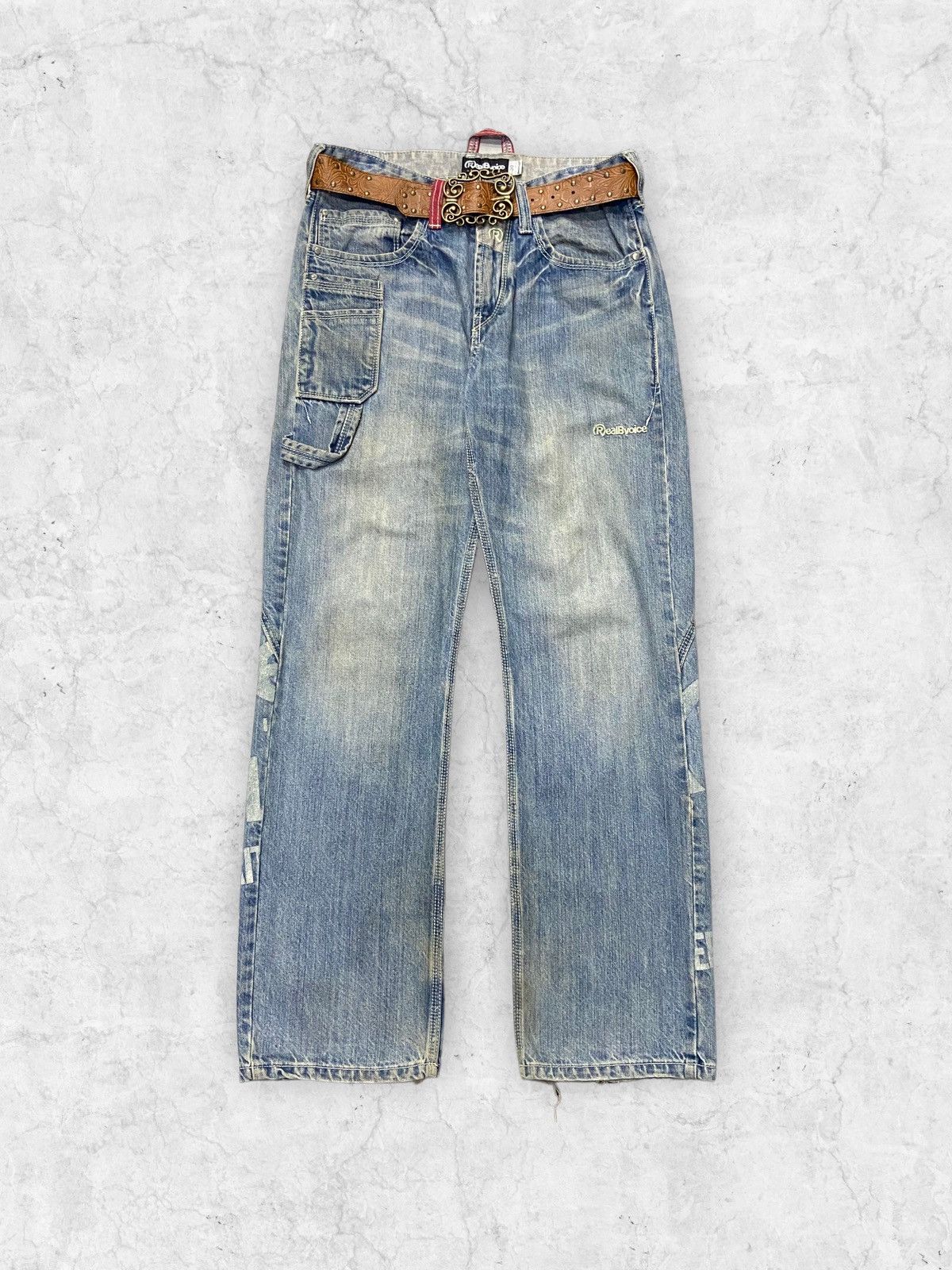 Japanese Brand × Vintage Y2K RealBVoice Reconstruction Carpenter Jeans Leather Belt Size US 30 / EU 46 - 2 Thumbnail