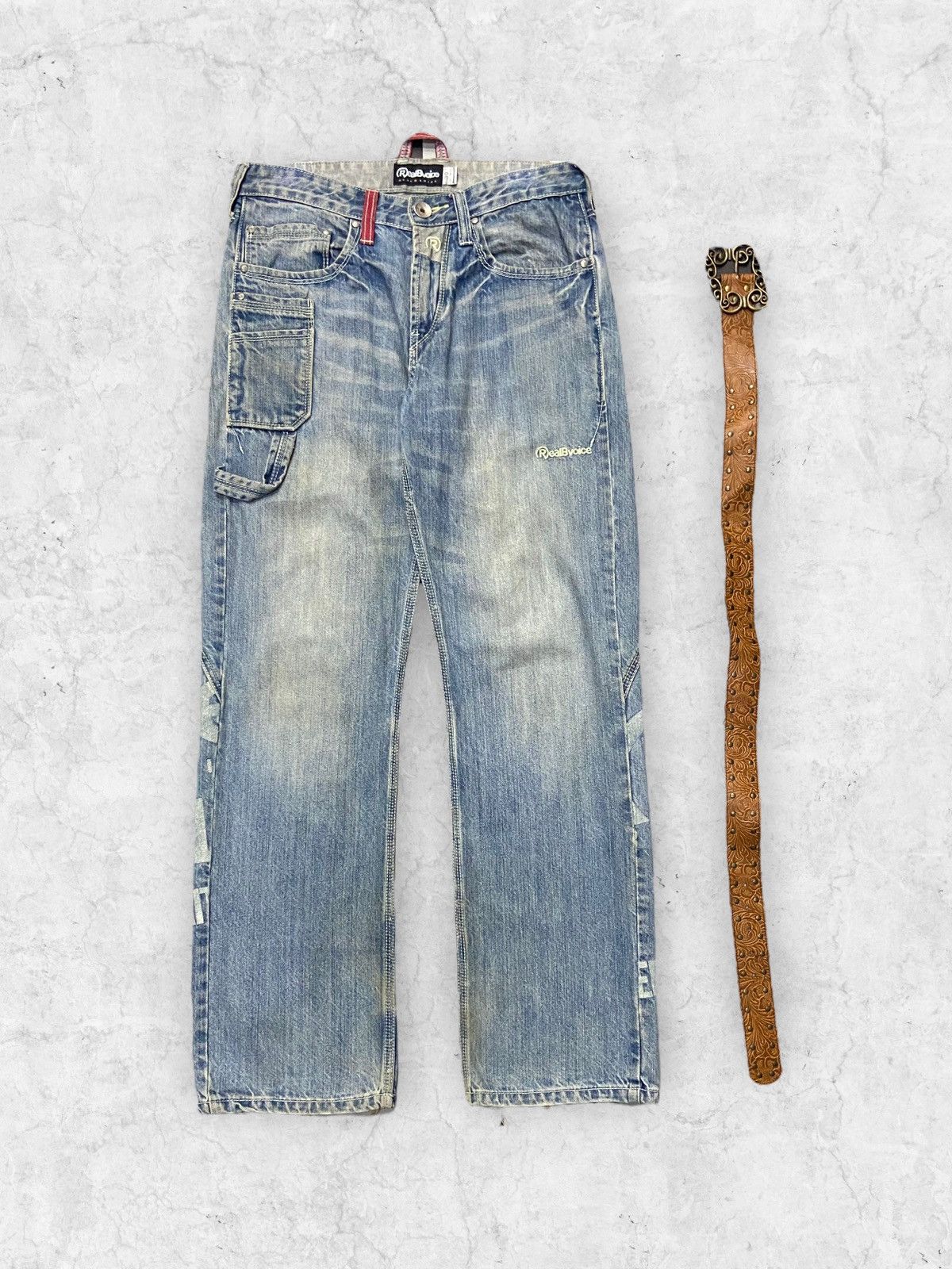 Japanese Brand × Vintage Y2K RealBVoice Reconstruction Carpenter Jeans Leather Belt Size US 30 / EU 46 - 3 Thumbnail