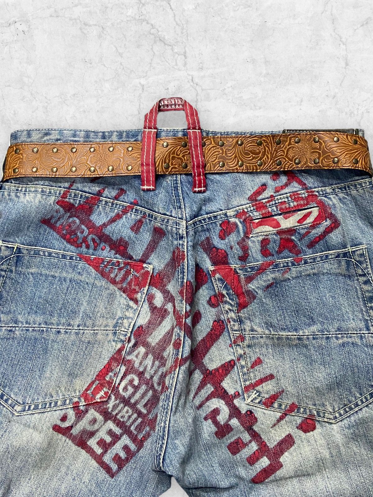 Japanese Brand × Vintage Y2K RealBVoice Reconstruction Carpenter Jeans Leather Belt Size US 30 / EU 46 - 5 Thumbnail
