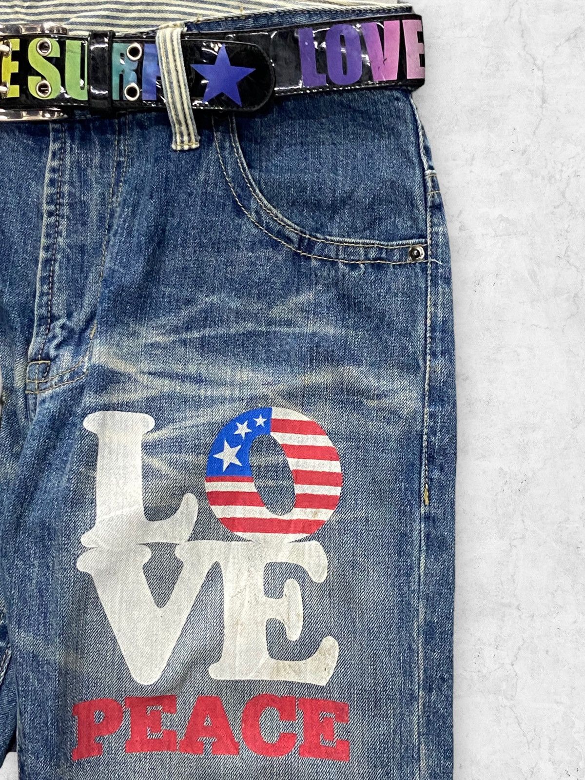 Japanese Brand Y2k Clone Devgru Japan i ❤️ Surf Evisu Style Pants And Belt Size US 32 / EU 48 - 7 Thumbnail